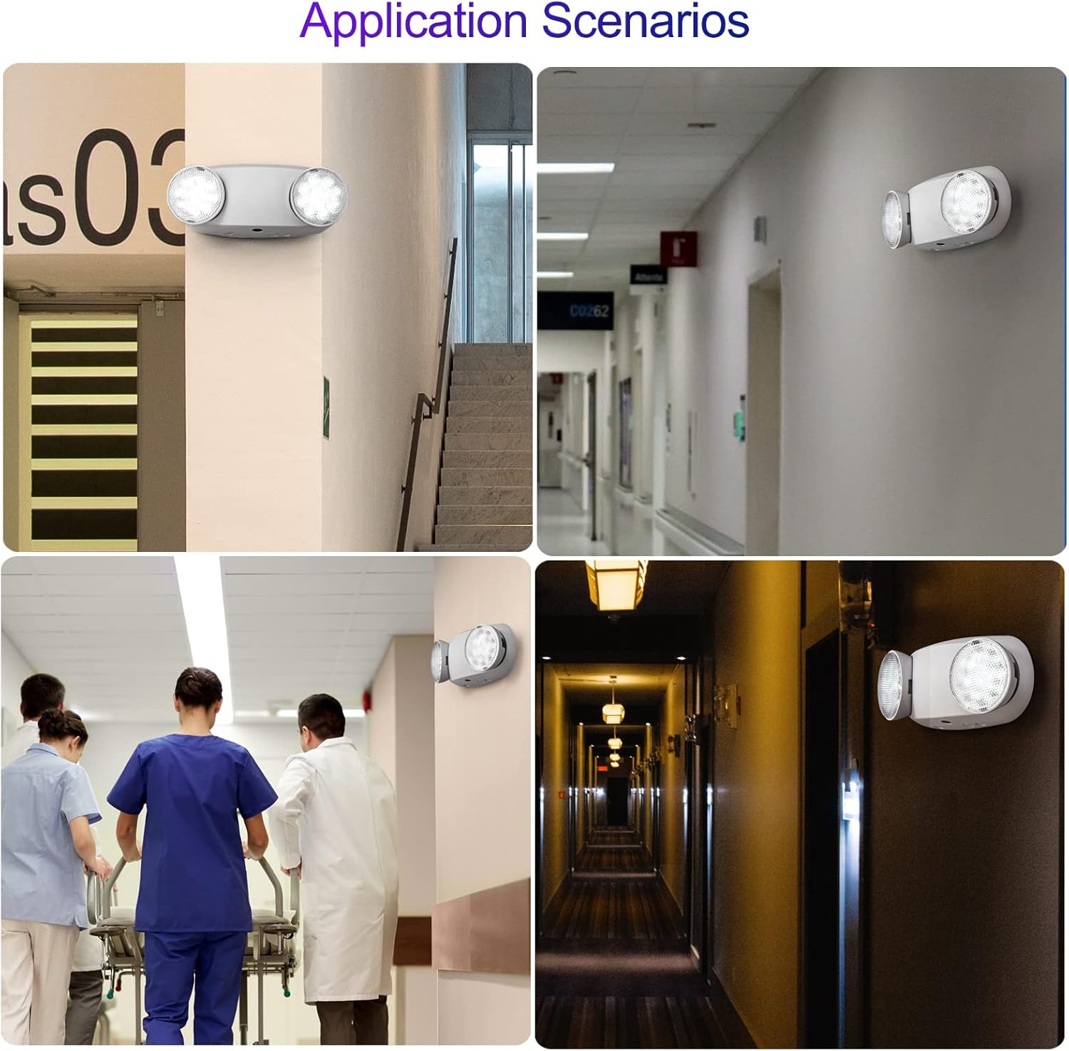 Luces de emergencia LED con batería de respaldo, certificación UL, CA 120277 V, accesorios de salida de emergencia cableados para negocios, paquete