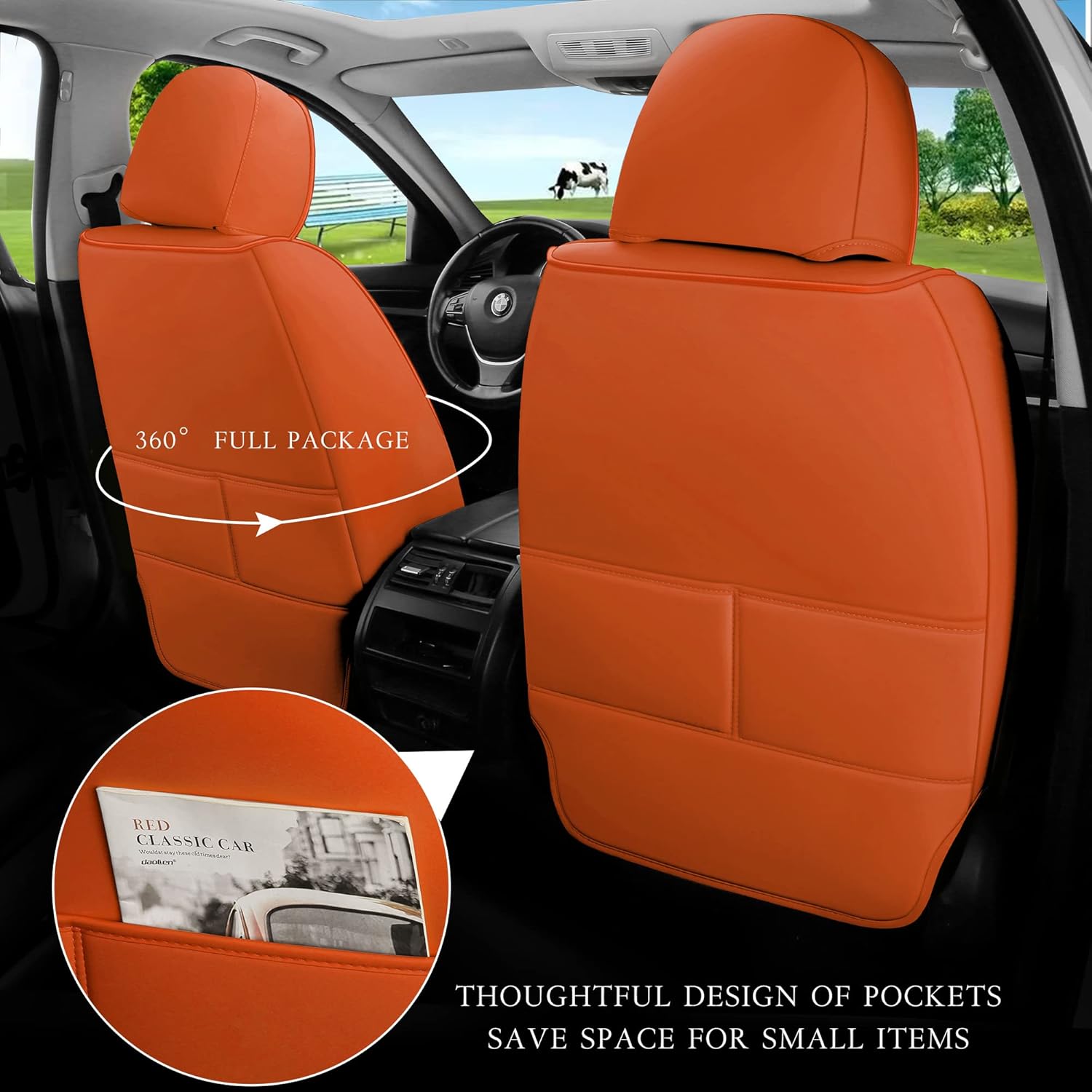 Juego completo de fundas de asiento de automóvil de 5 asientos, ajuste universal, adecuado para la mayoría de automóviles, SUV, bolsas de aire
