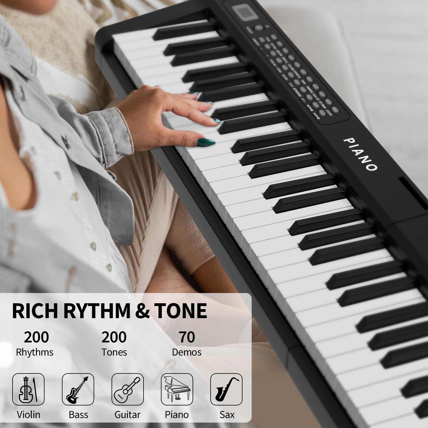 Piano digital de 88 teclas, tamaño completo, juego de teclado electrónico semipesado con soporte, altavoces integrados, teclado de piano eléctrico