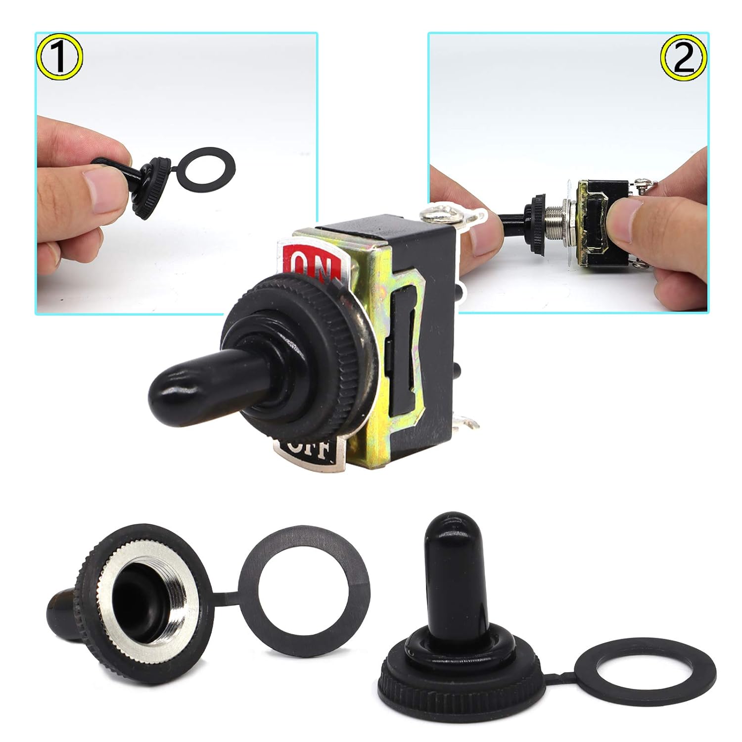 Interruptor de palanca basculante resistente al agua, plateado, 12 V, encendidoapagado, 2 pines, 2 posiciones, 20 A125 V, 15 A250 V, SPST,