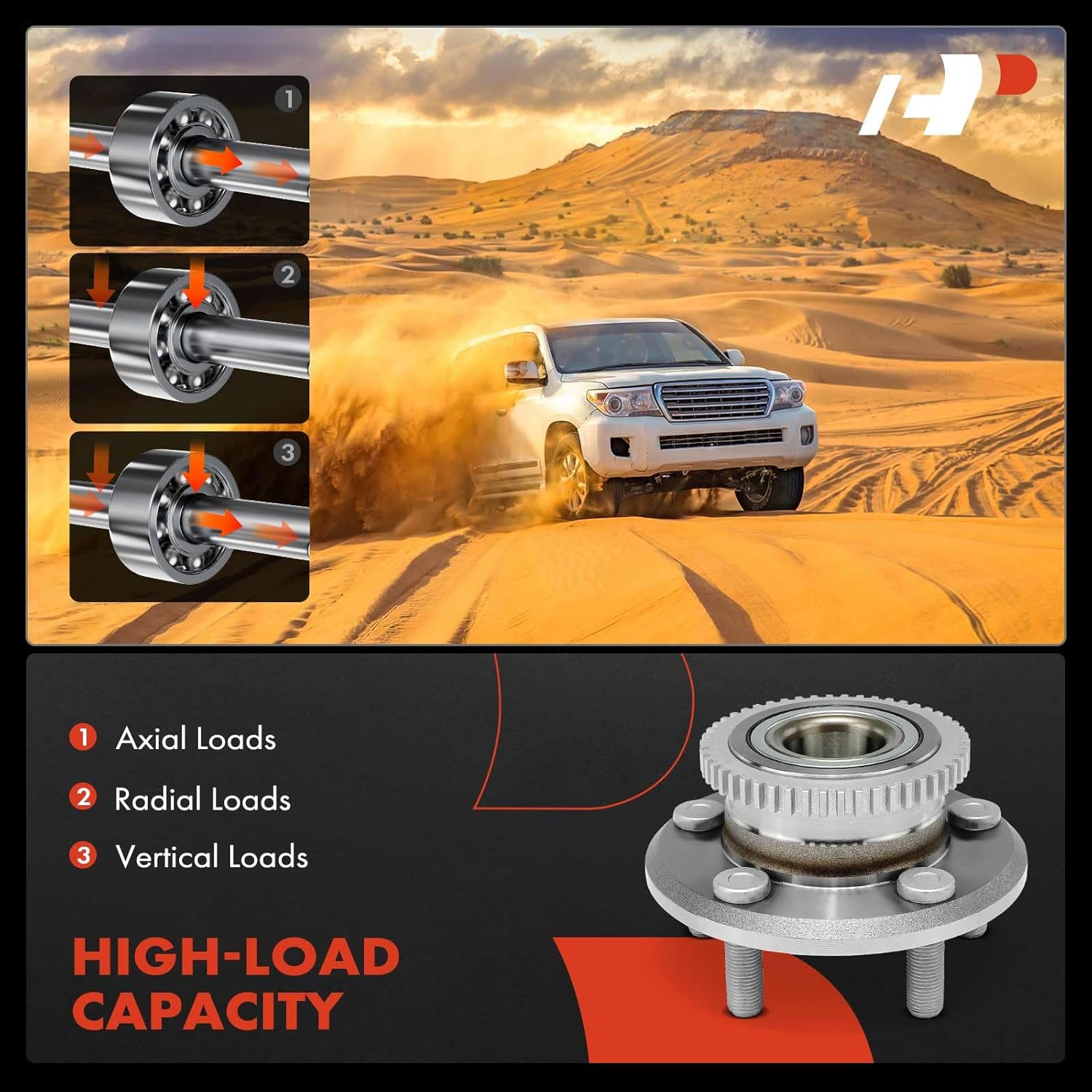 A-Premium 2 rodamientos de rueda delantera y conjunto de cubo con anillo ABS y 5 lengüetas compatibles con Ford Mustang 2015-2021