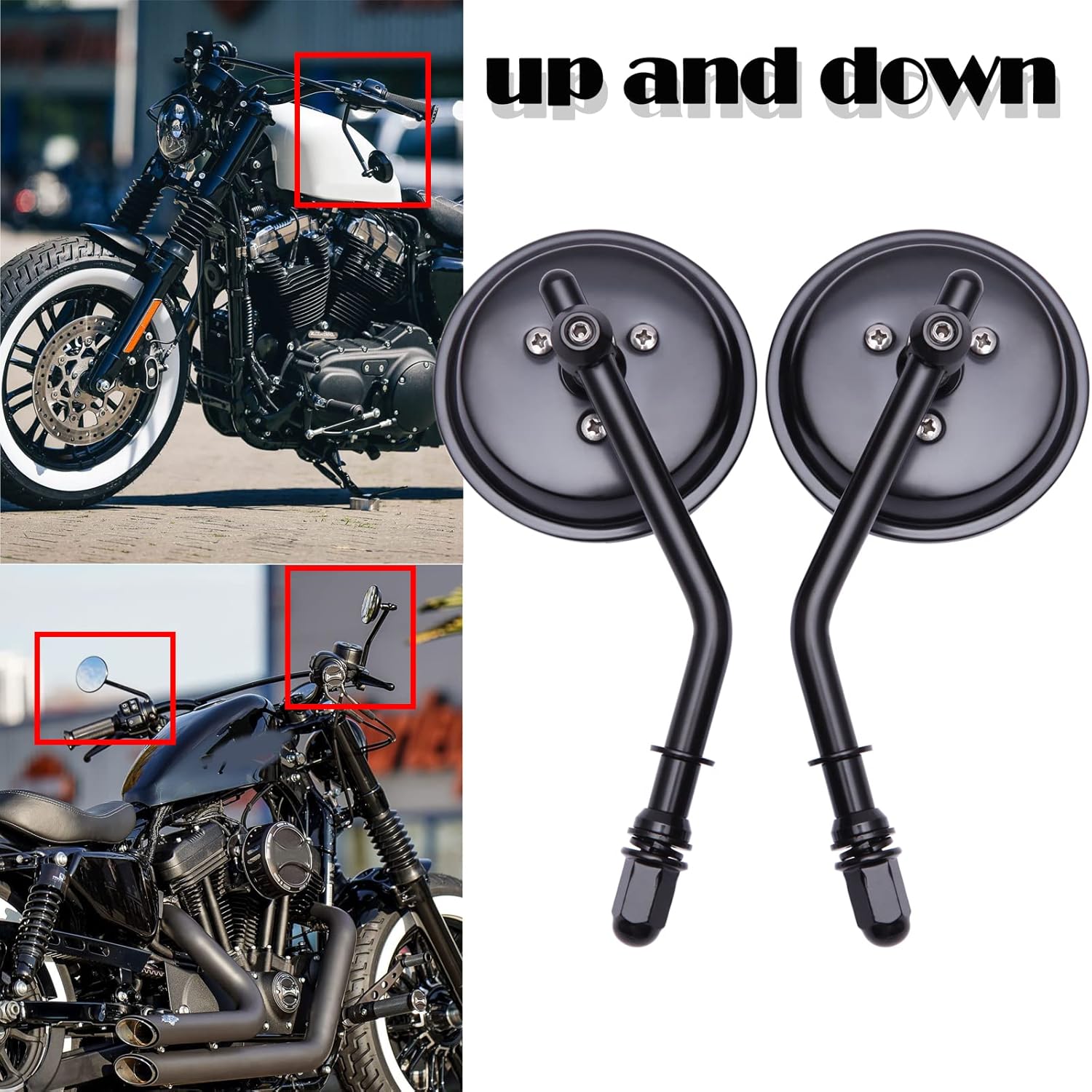 Mini espejos laterales redondos negros para motocicleta, compatibles con Sportster Dyna Softail Road King Street Electra Glide Road Glide 1982-2018