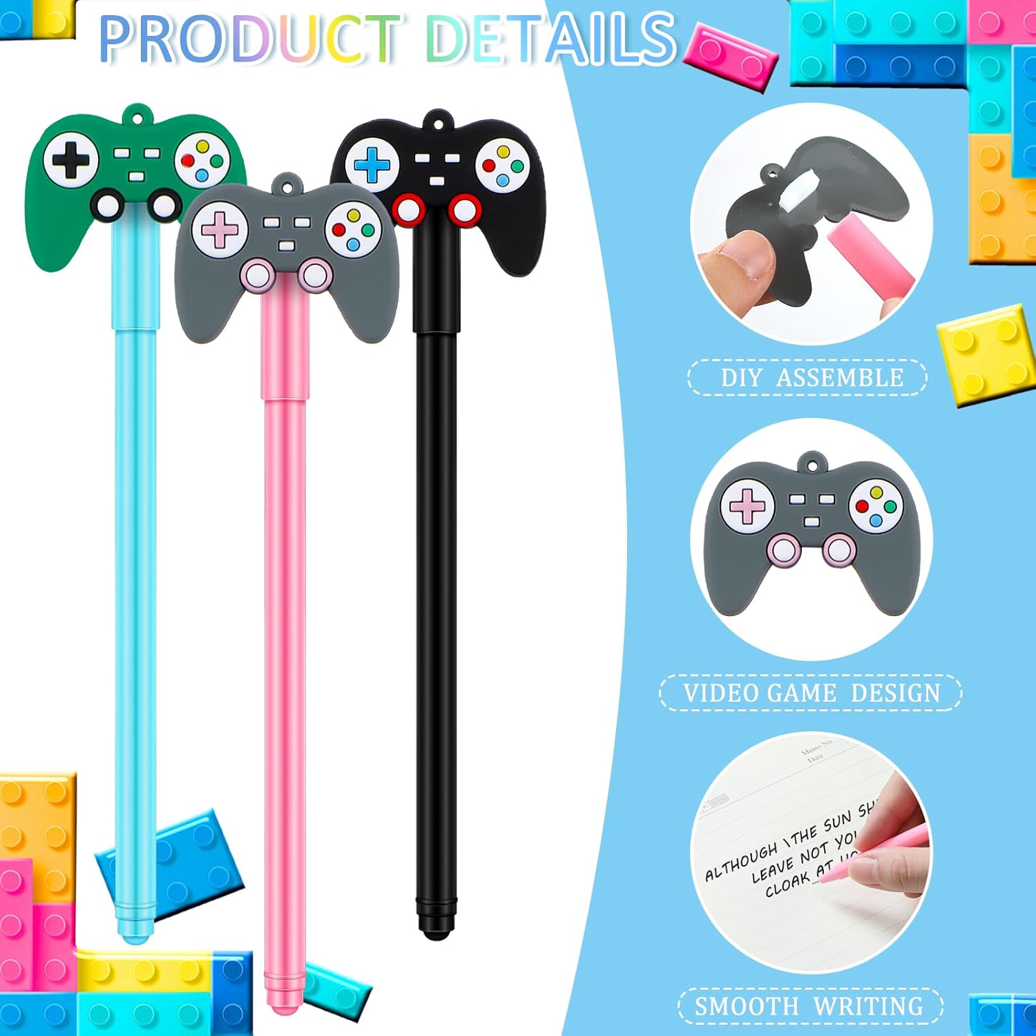 Tinlade 24 bolígrafos de videojuegos, recuerdos de fiesta temática para juegos, fiesta de cumpleaños, regalo de regalo, bolígrafo de tinta para