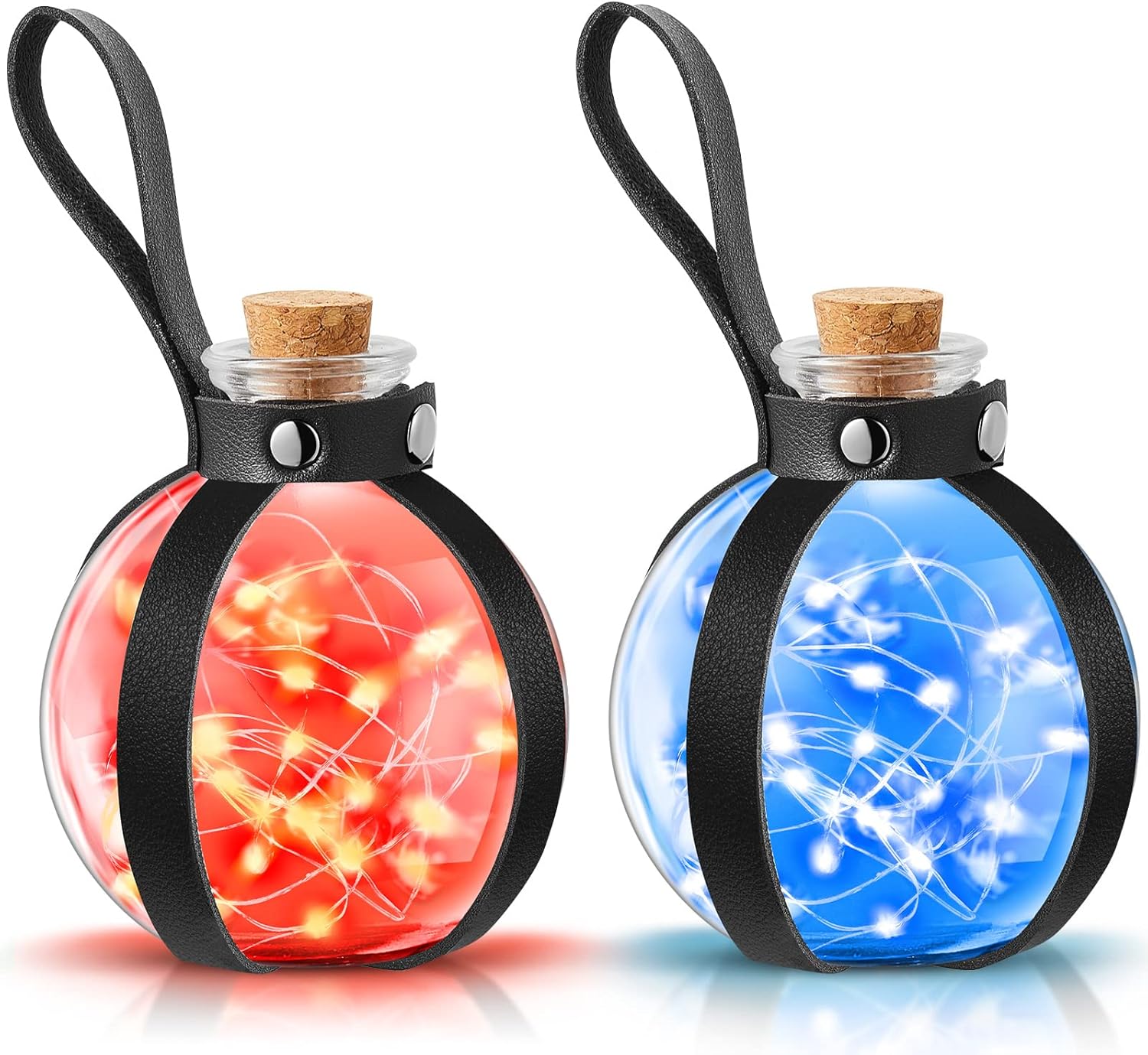 2 botellas de poción de corcho para cosplay, accesorios de mago, pociones de cristal con cinturón de piel sintética, accesorios de bruja, botella de