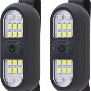 Paquete de 2 linternas con clip, luz de correr para corredores, luces de seguridad recargables para caminar por la noche, linterna manos libres, luz Paquete de 2 linternas con clip, luz de correr para corredores, luces de seguridad recargables para caminar por la noche, linterna manos libres, luz