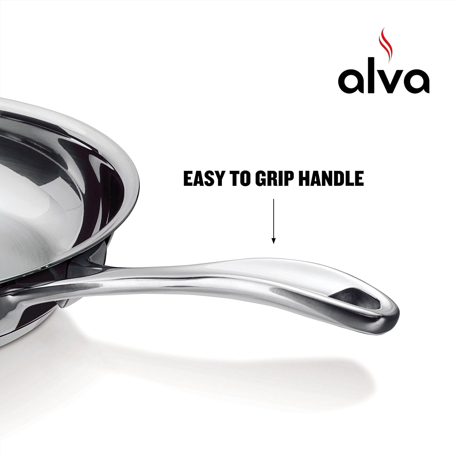 Alva Sartén para chef, sartén de acero inoxidable, apta para horno, compatible con inducción, sartén para tortilla apta para lavavajillas, sartén
