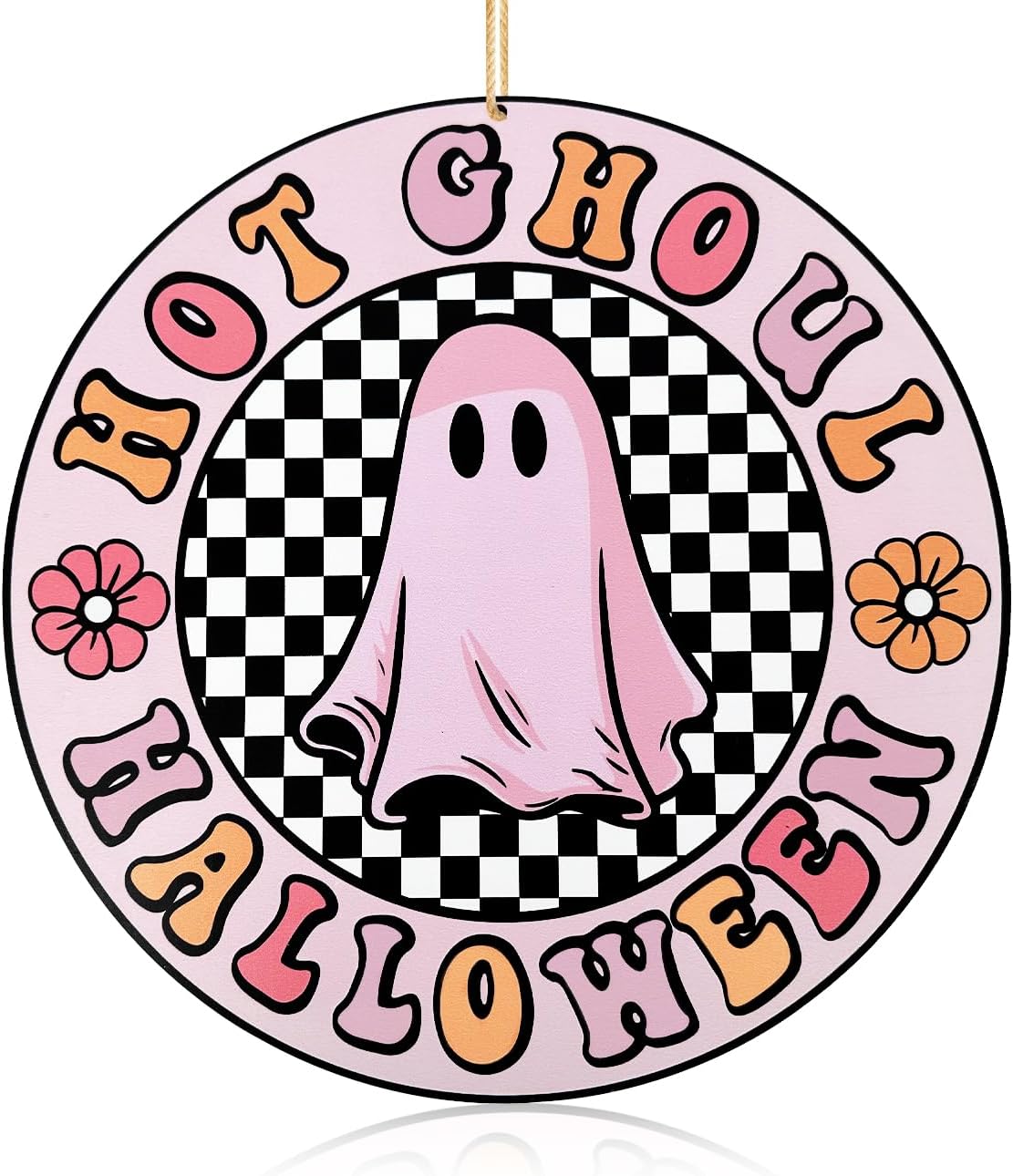 Letrero colgante de puerta de Halloween, diseño de fantasma de Halloween, diseño retro de fantasma, para decoración del hogar, fiesta, al aire libre