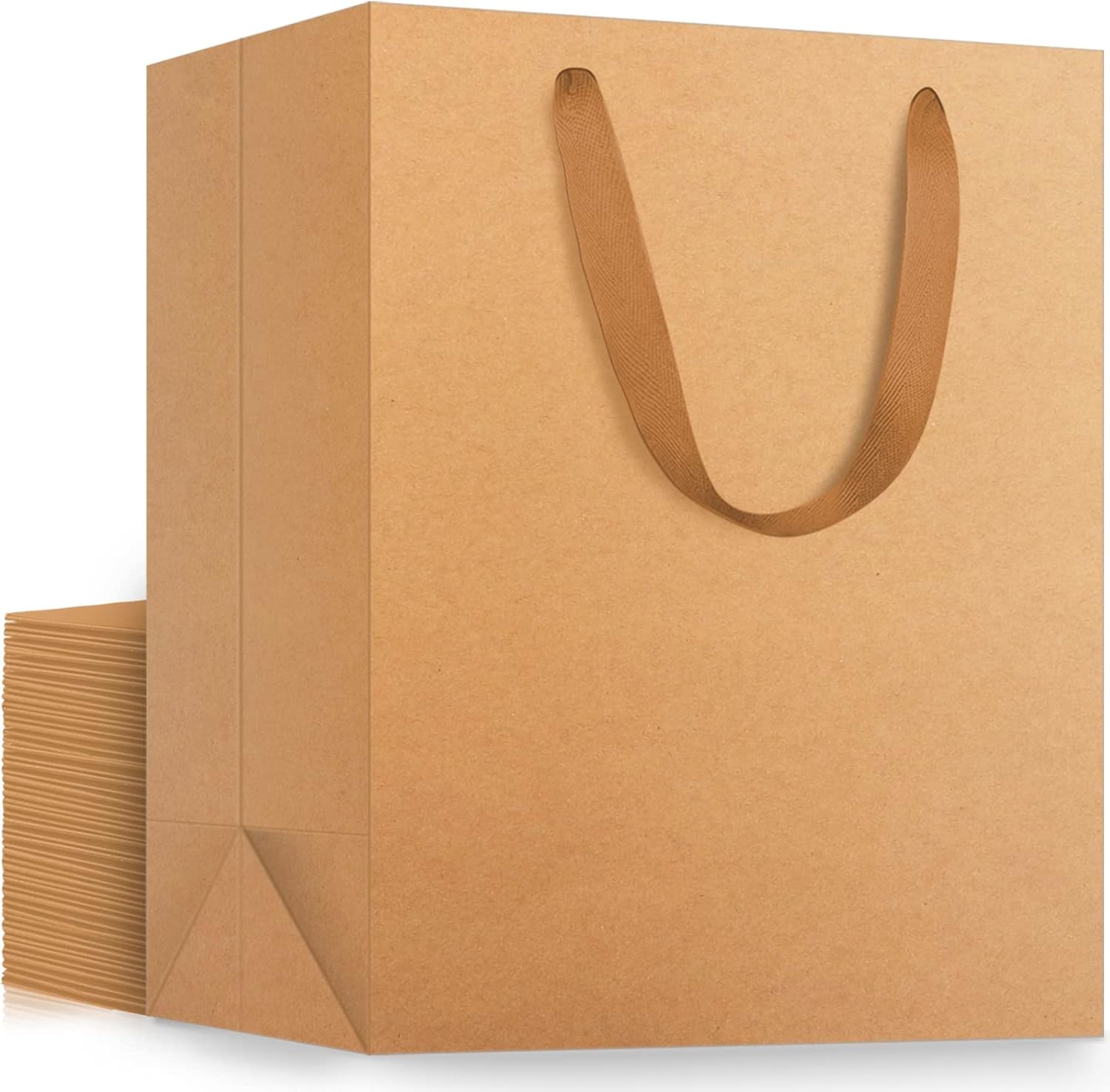 EUSOAR – Bolsas de papel con asas, 25 bolsas de compras de papel kraft marrón de 9.8 x 5.1 x 12.5 pulgadas, bolsas de papel Kraft, bolsas de fiesta,