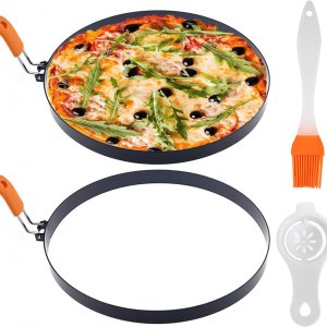 2 paquetes de moldes para panqueques de 8 pulgadas, anillo grande para huevos de tortilla para freír huevos, anillos redondos de cocina con mango 2 paquetes de moldes para panqueques de 8 pulgadas, anillo grande para huevos de tortilla para freír huevos, anillos redondos de cocina con mango