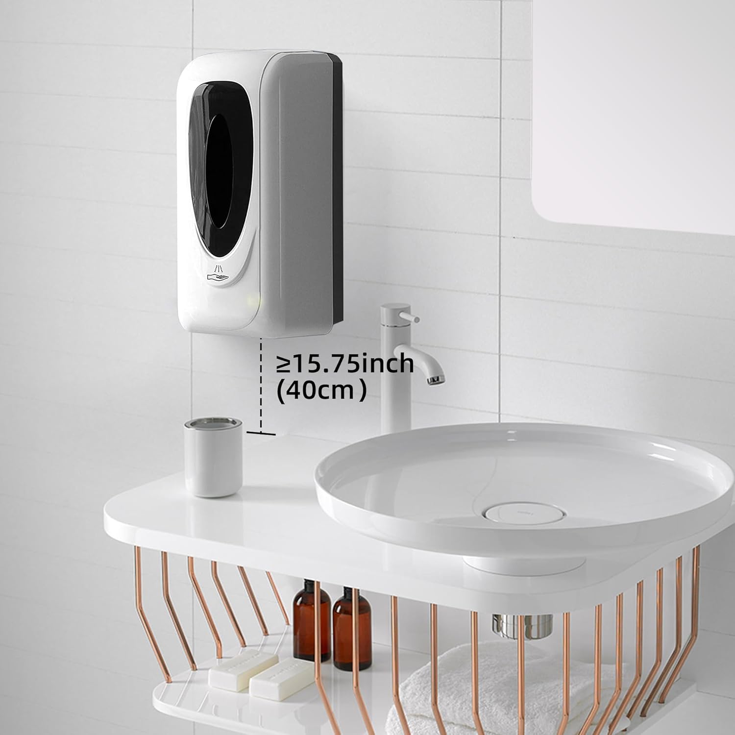 Jewaytec Dispensador automático de desinfectante de manos para montaje en pared, dispensador líquido de desinfectante de manos, dispensador de jabón