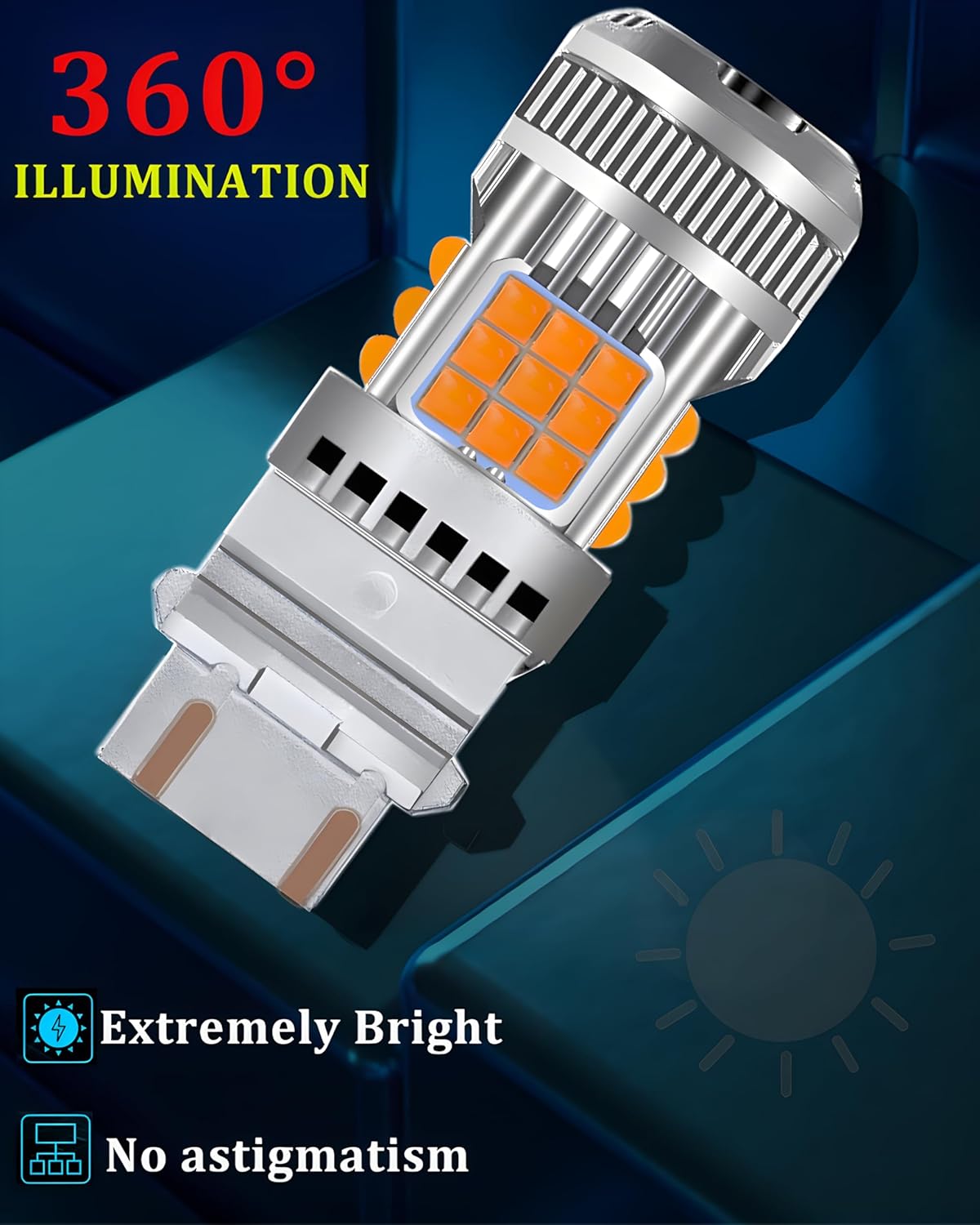 Bombilla LED 3157 ámbar intermitente 4157 3057 CANBUS sin errores, 600% súper brillante 3157A 3457 4057 Bombilla intermitente ámbar, con resistencia