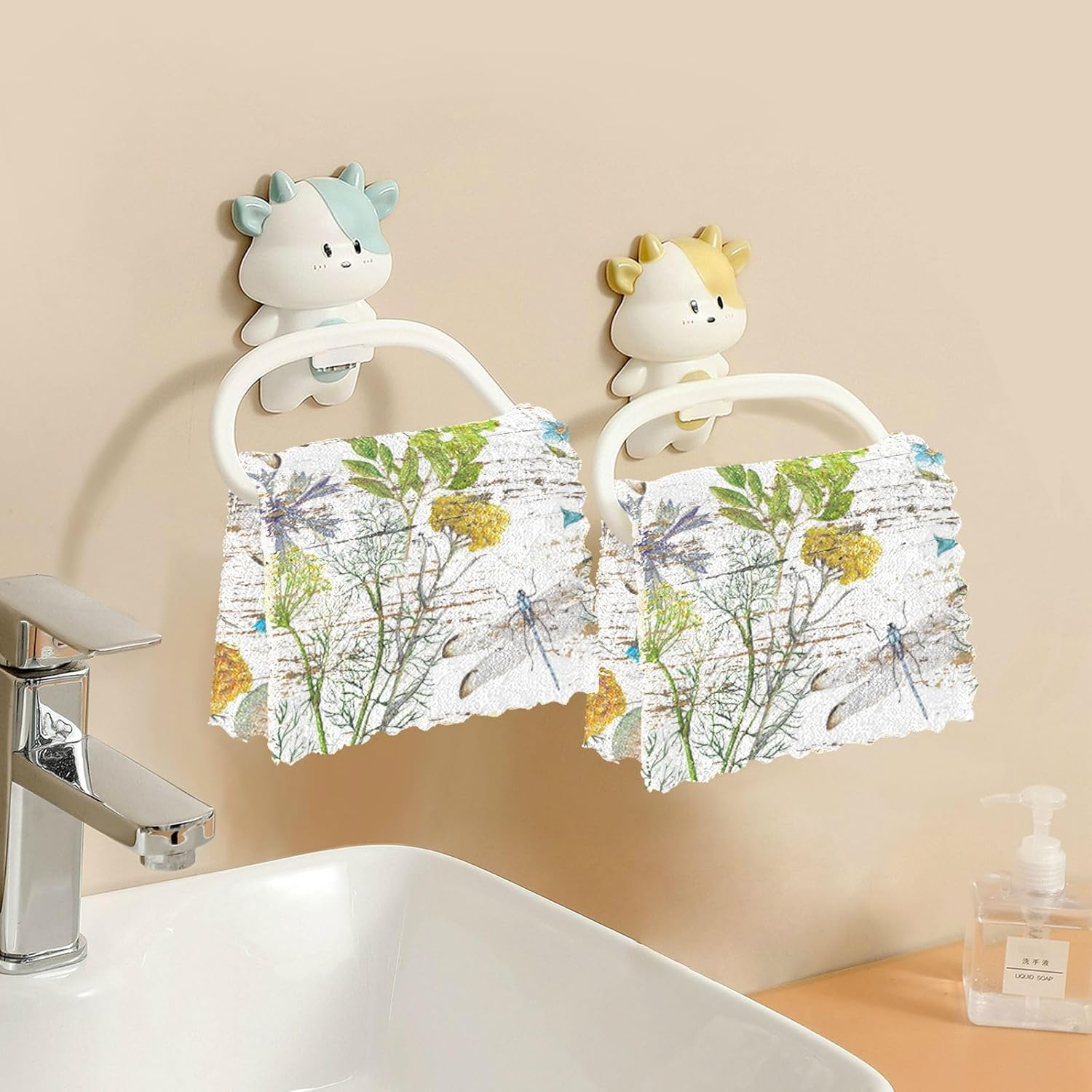 Wildflowers Grunge Cotton Print Kitchen Towel Microfiber Absorbent 6 Pack Microfiber Absorbant Towel for Bathroom Table
