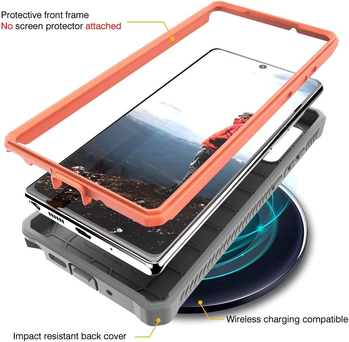 ArmadilloTek Vanguard – Funda diseñada para Samsung Galaxy Note 20 5G (versión 2020) de grado militar, cuerpo completo, resistente, con soporte