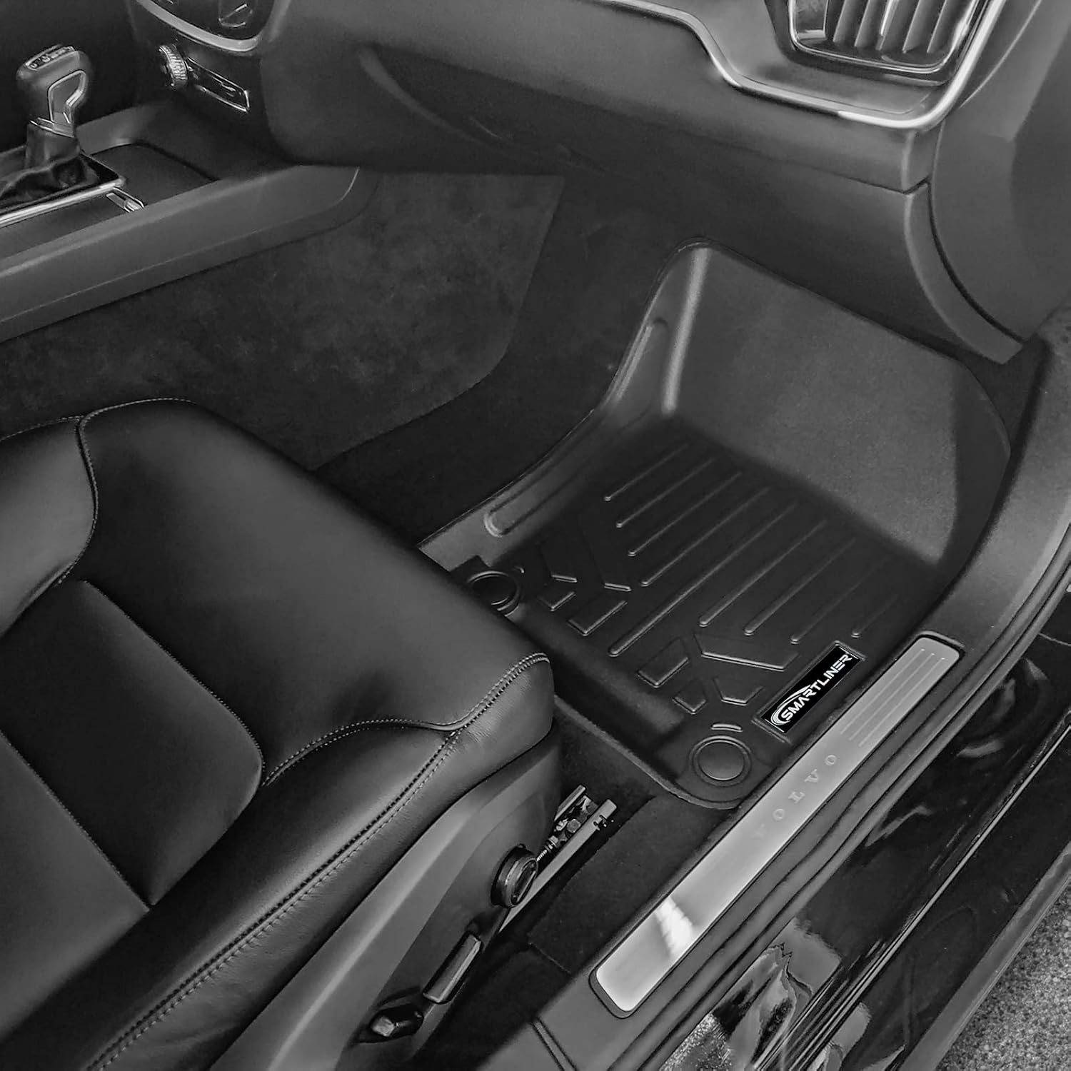 SMARTLINER Juego de alfombrillas negras de 2 filas de protección para todo tipo de clima, compatible con Volvo S60 2019-2023 (no es compatible con