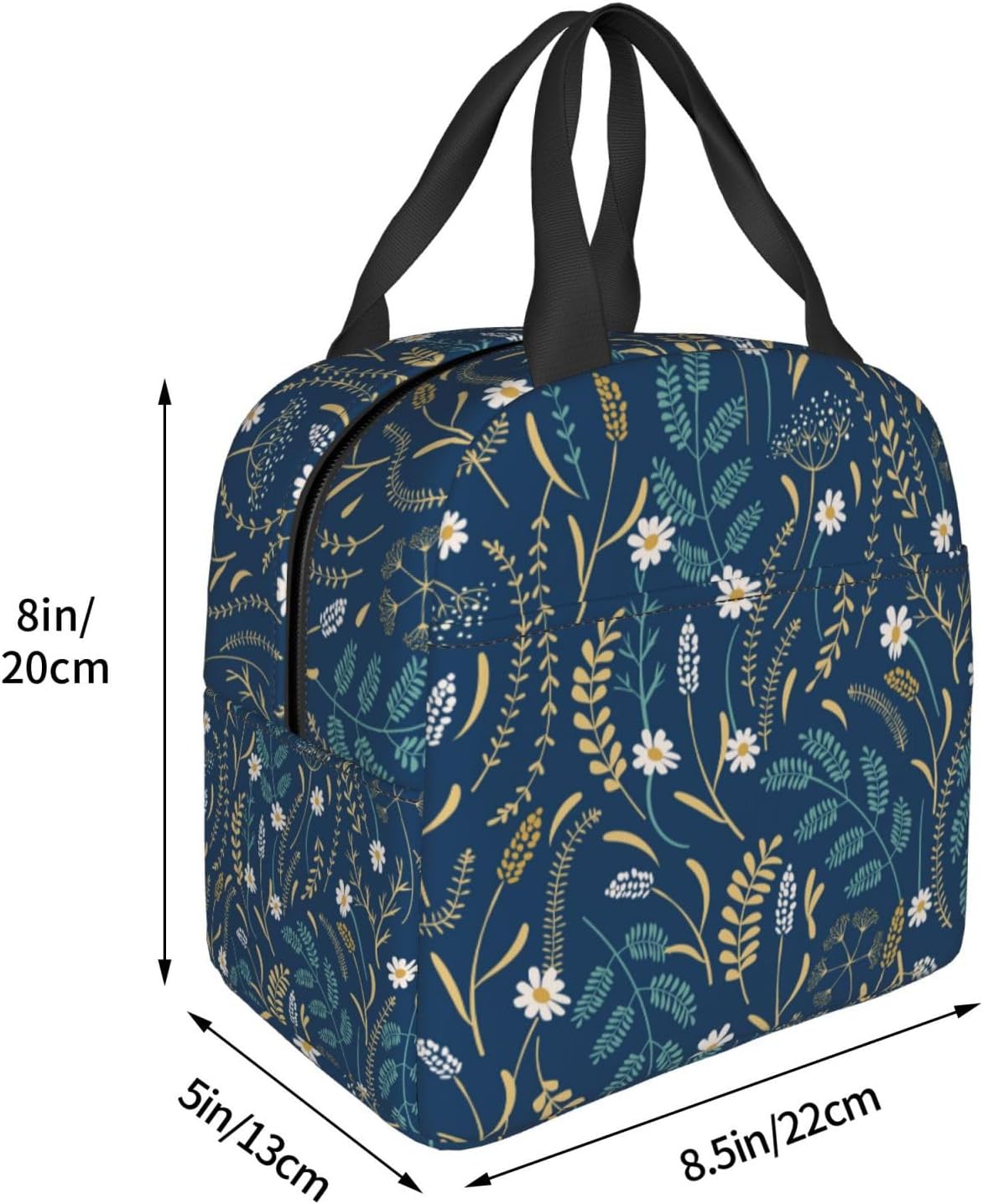 Bolsa de almuerzo floral para mujeres y hombres, lonchera aislada, reutilizable, organizador de almuerzo, impermeable, bolsa de mano enfriadora