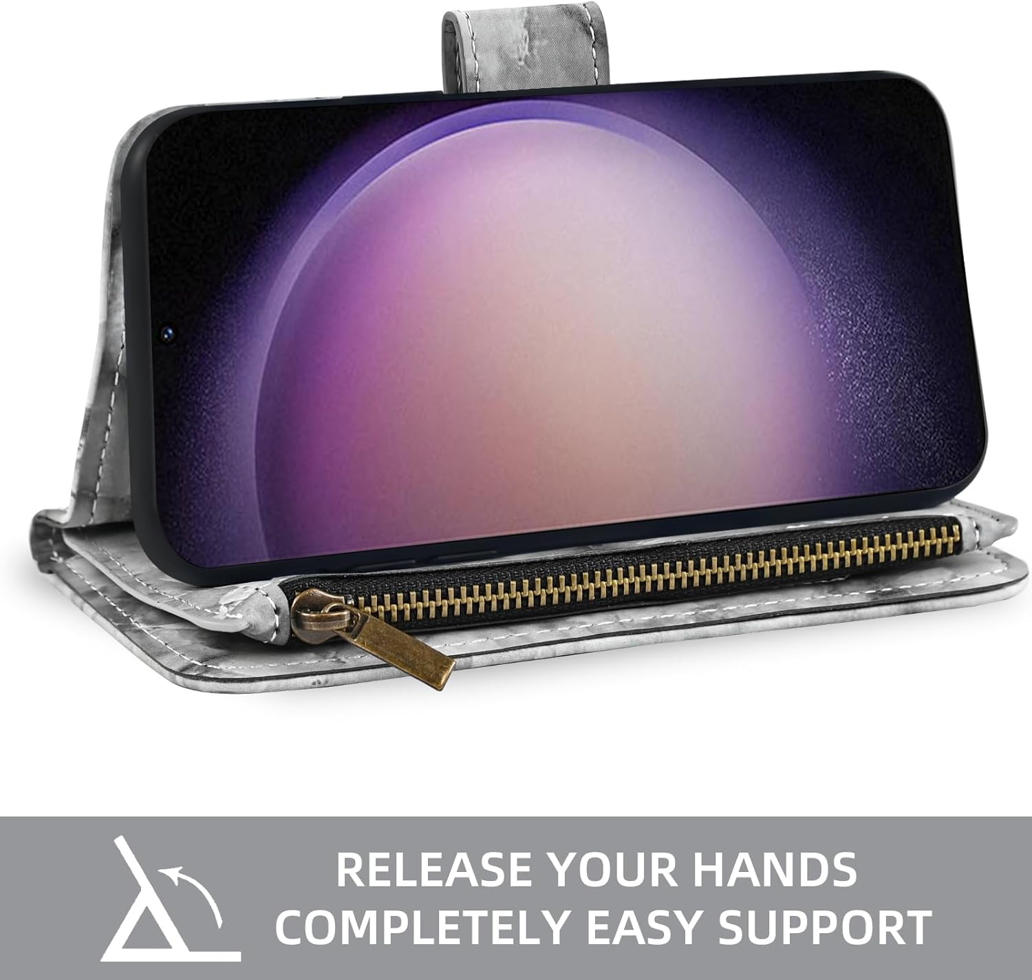 Asuwish Funda de teléfono para Samsung Galaxy S23 5G Wallet Cell Cover con protector de pantalla de vidrio templado y soporte de ranura para tarjeta