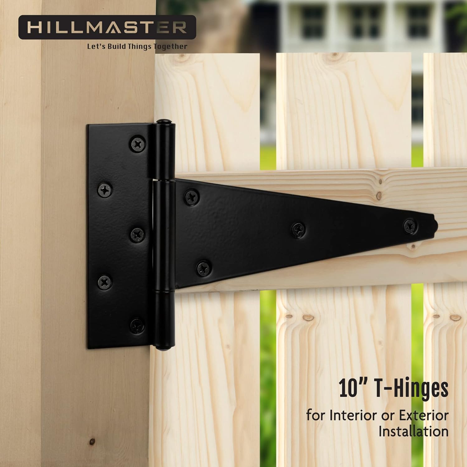 Correa en T de 10 pulgadas, bisagras de puerta de cobertizo, bisagra negra para cercas de madera, patio, puerta de granero, a prueba de óxido