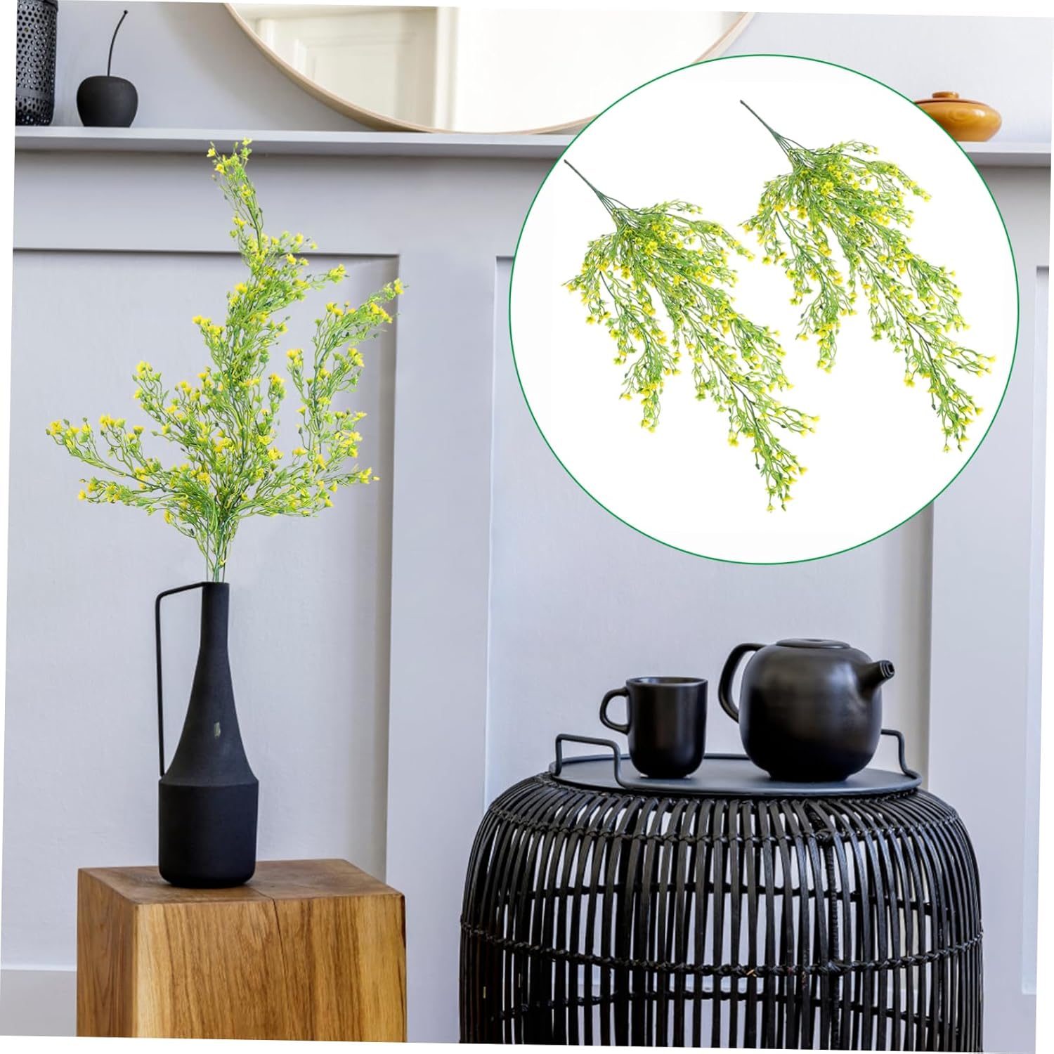 RUNROTOO 2 piezas de plantas artificiales para colgar en la pared, flores artificiales, tallos de vid de simulación, vegetación artificial, planta