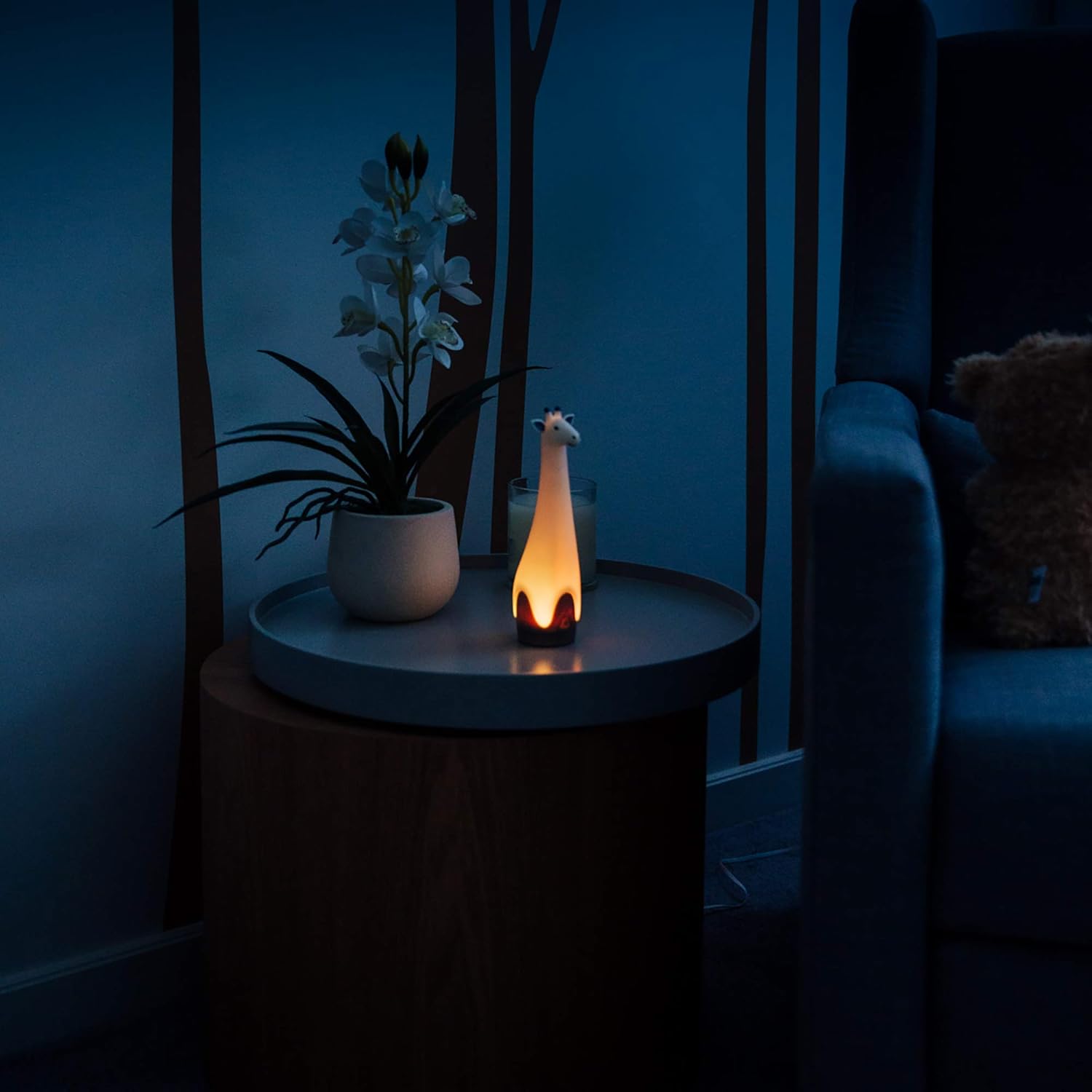 Zazu Kids Luz nocturna antorcha lámpara jirafa juguete – linterna azul y luz de noche, inalámbrico, múltiples opciones de color LED, apagado
