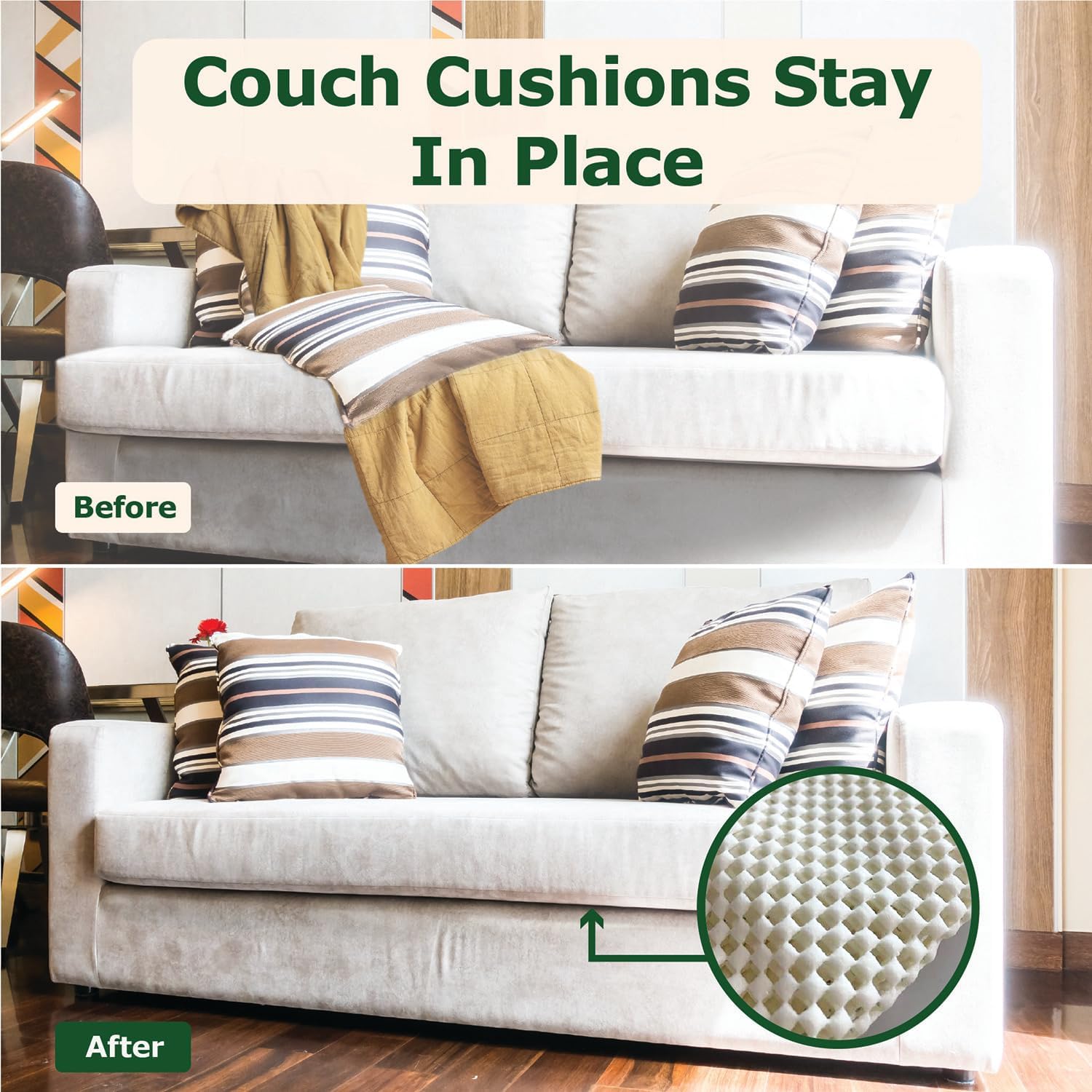ECOHomes Almohadilla de agarre para sofá, almohadillas antideslizantes para sofá que evitan que los cojines de sofá se deslicen, agarre
