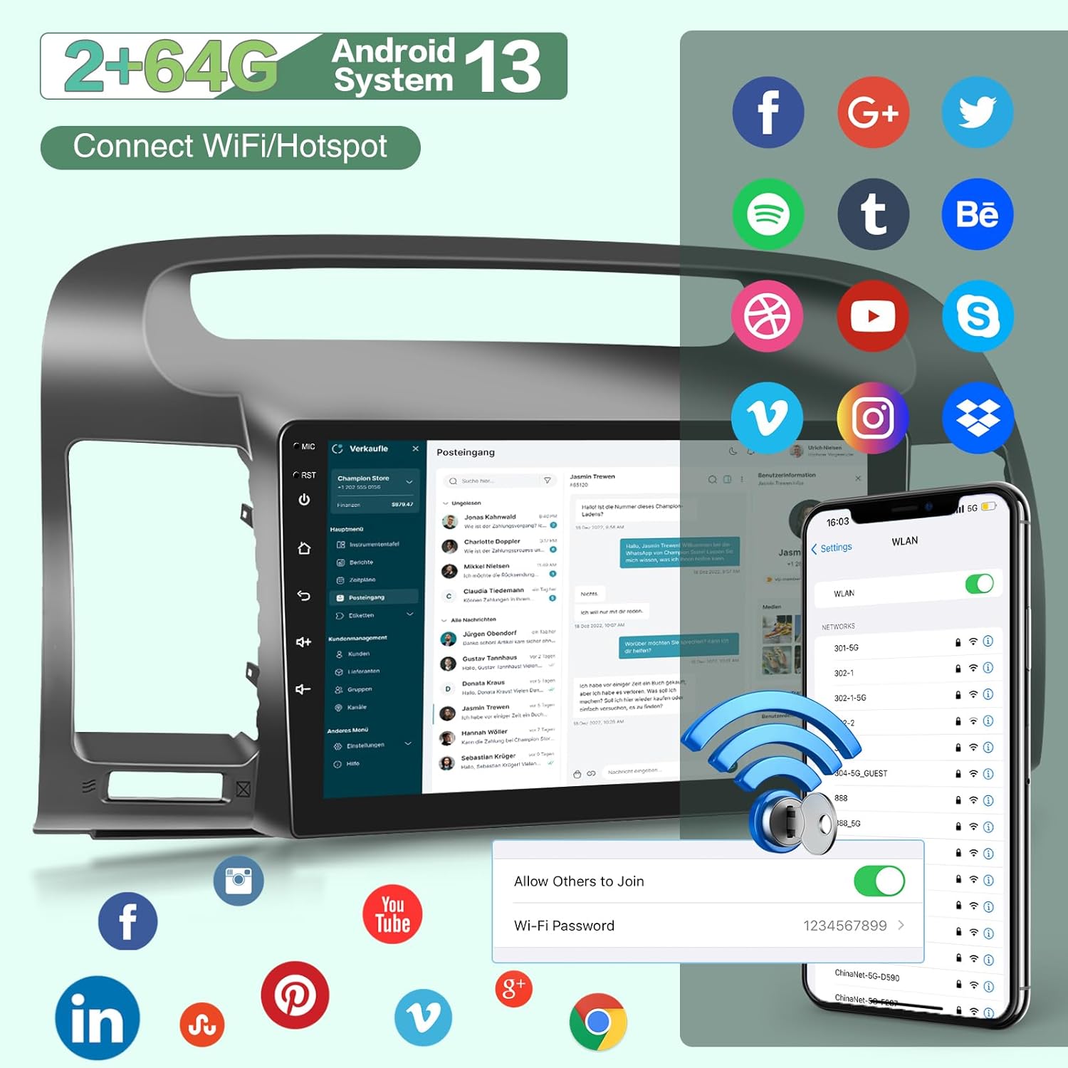 2G+64G Android 13 Radio de coche para Toyota Camry 2000 2001 2002 2003 2004 2005 2006, pantalla táctil estéreo de 9 pulgadas, Apple CarplayAndroid