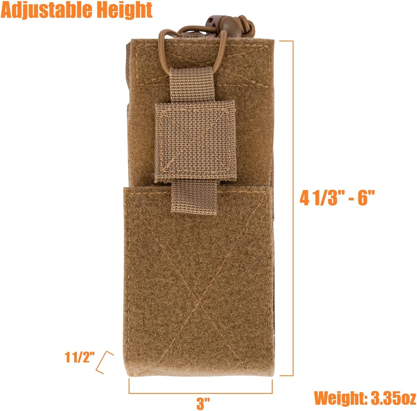 Bolsa de radio ajustable MOLLE Soporte de radio para cinturón táctico de dos vías Funda de radio Walkie Talkies caso Rifle Mag Carrier 0.219 in