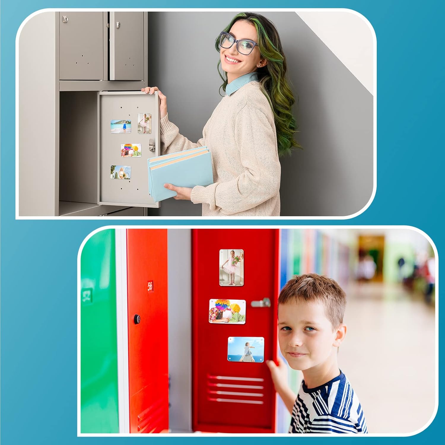 BeapTcely 6 marcos magnéticos de acrílico para nevera, 2 x 3, mini marco de fotos de doble cara para refrigerador, marco transparente sin marco para