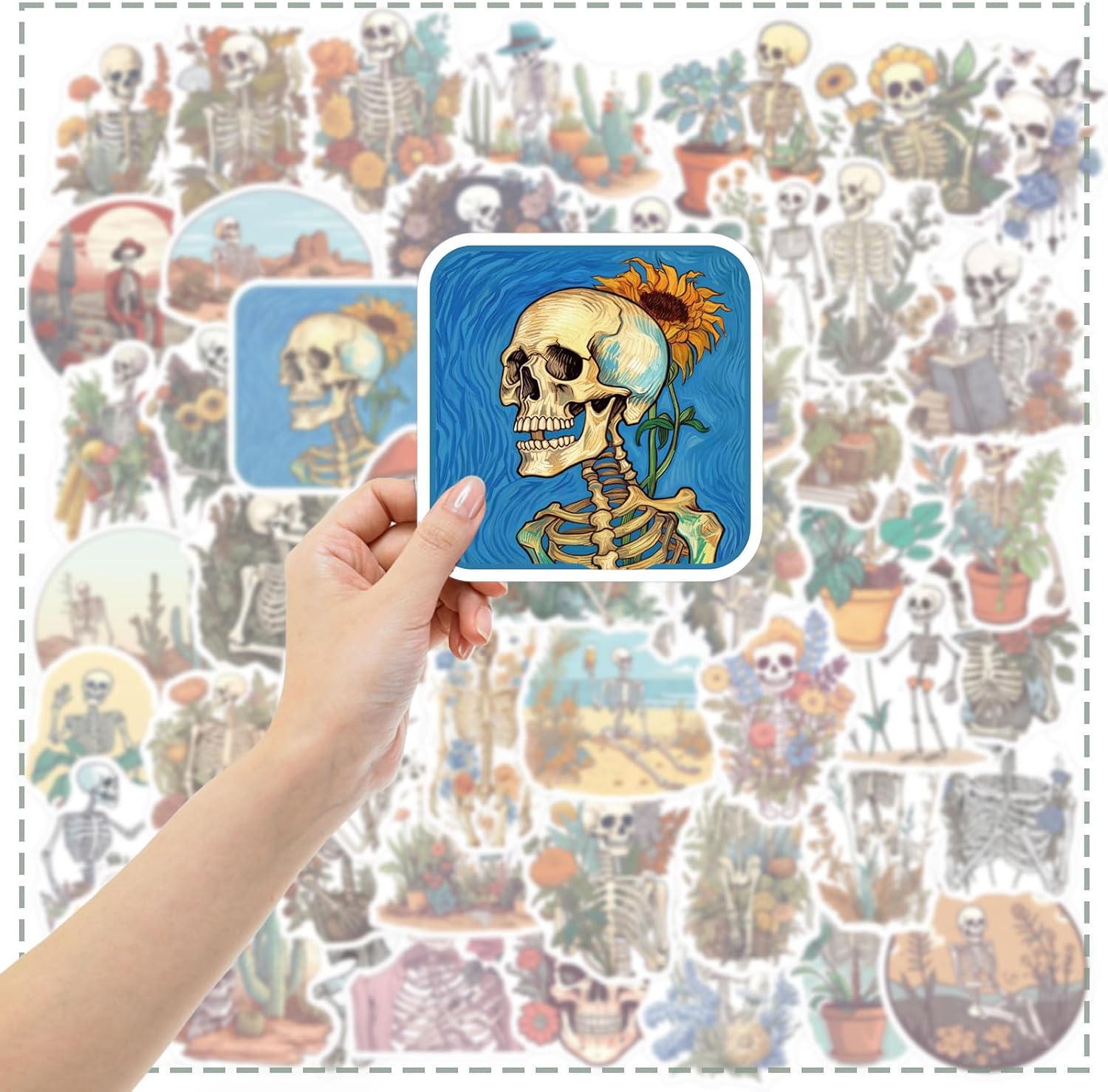 50 calcomanías de calavera para niños, calcomanías de vinilo para laptop, botellas de agua, equipaje, computadora, patineta, guitarra