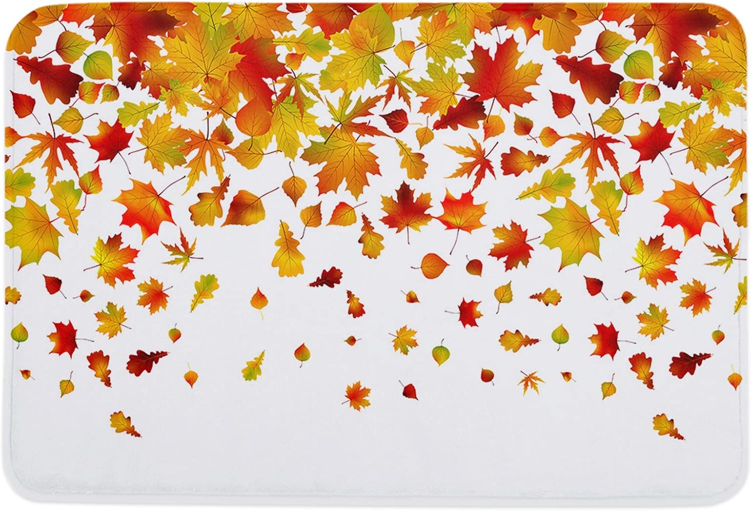 Fall Leaf Sponge Beth Mat, Indoor Bathroom Mat Absorb Water, Non Slip Washable Mud Dirt per Mats Rugs for Entrance, Orange Red Gradient Autumn Maple