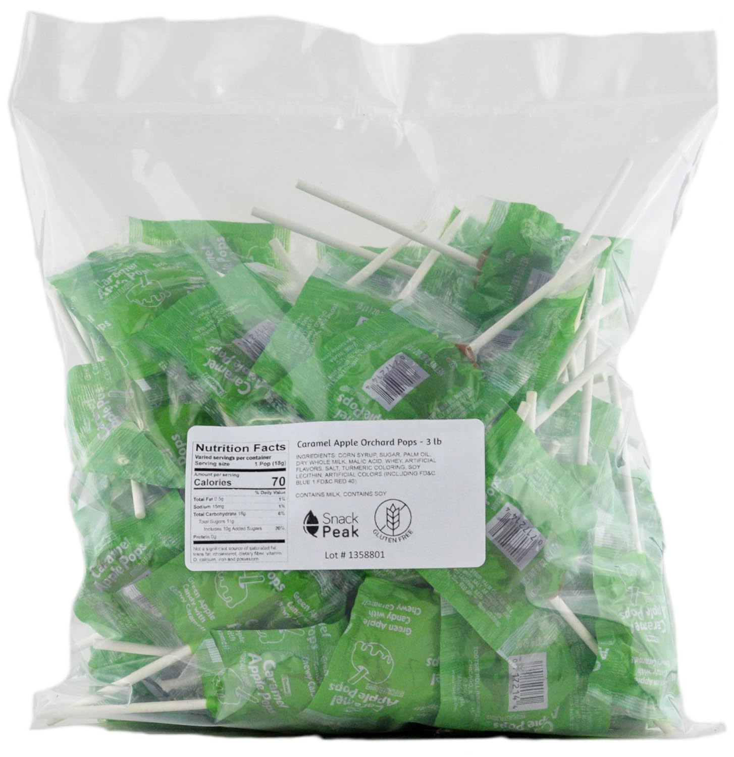 Caramel Apple Orchard Pops Snack Peak Caja de regalo de 3 libras (manzana verde)