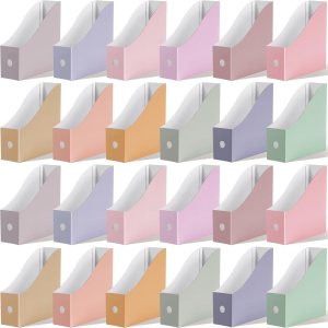 Colarr 24 soportes de cartón para revistas, caja de almacenamiento de revistas de 12 colores con etiquetas adhesivas, soporte para archivos, Colarr 24 soportes de cartón para revistas, caja de almacenamiento de revistas de 12 colores con etiquetas adhesivas, soporte para archivos,