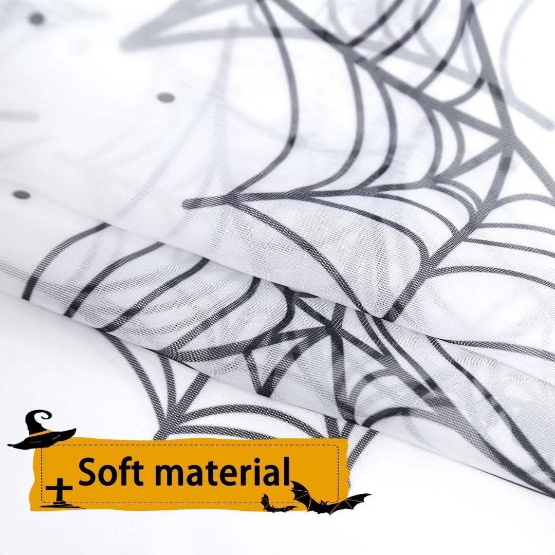 Cortinas de Halloween para sala de estar, cortinas traslúcidas blancas de 84 pulgadas de largo, 2 paneles de decoración de Halloween para el hogar,