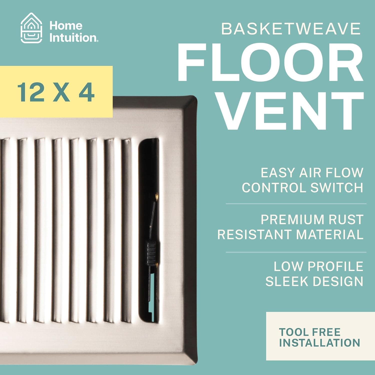 Home Intuition Ventilación decorativa contemporánea de 4 x 12 pulgadas con trampa de cubierta de malla, níquel satinado