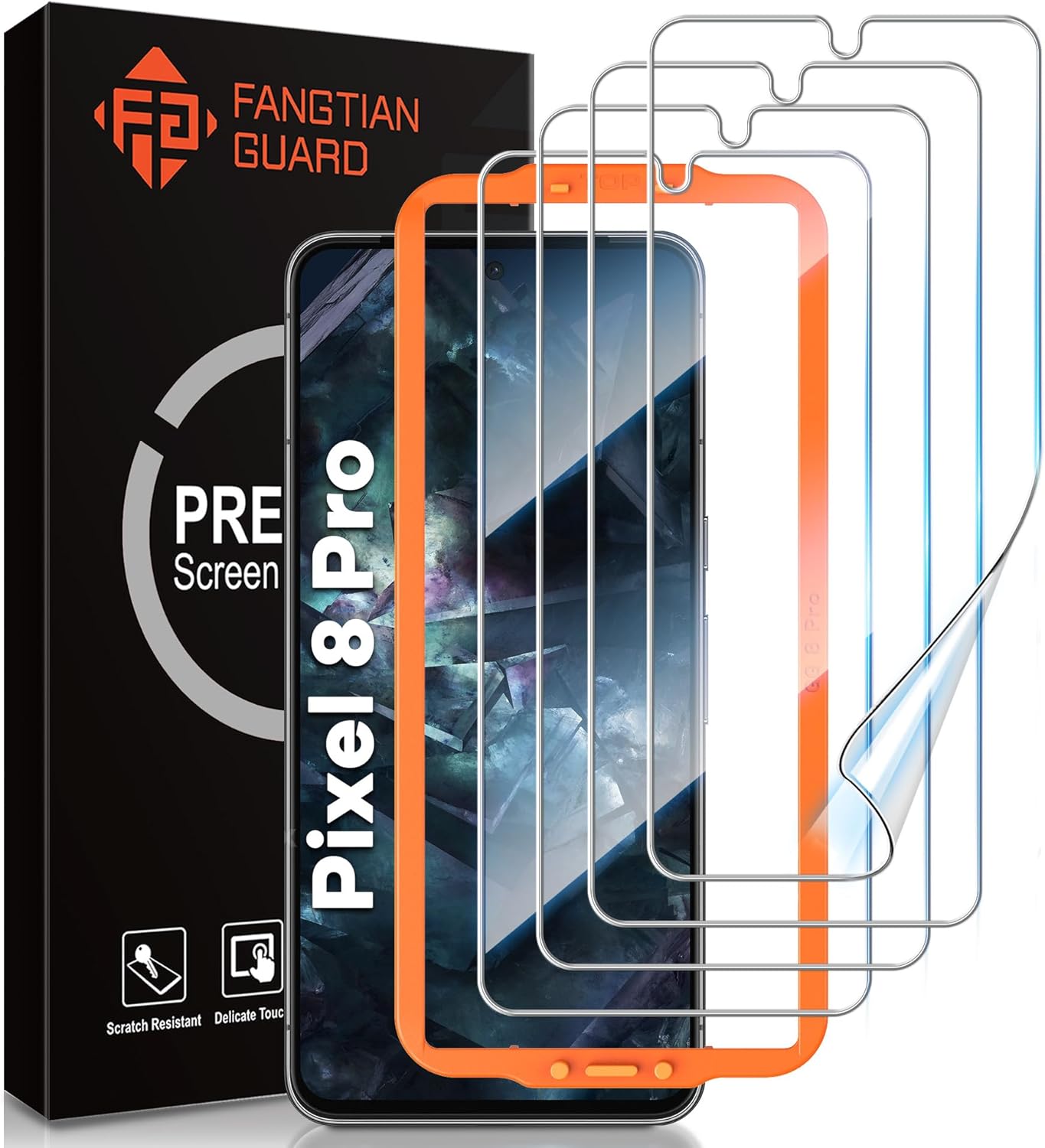FANGTIAN – Protector de pantalla para Google Pixel 8 Pro (no de vidrio), protector de pantalla para Pixel 8 Pro compatible con huellas dactilares