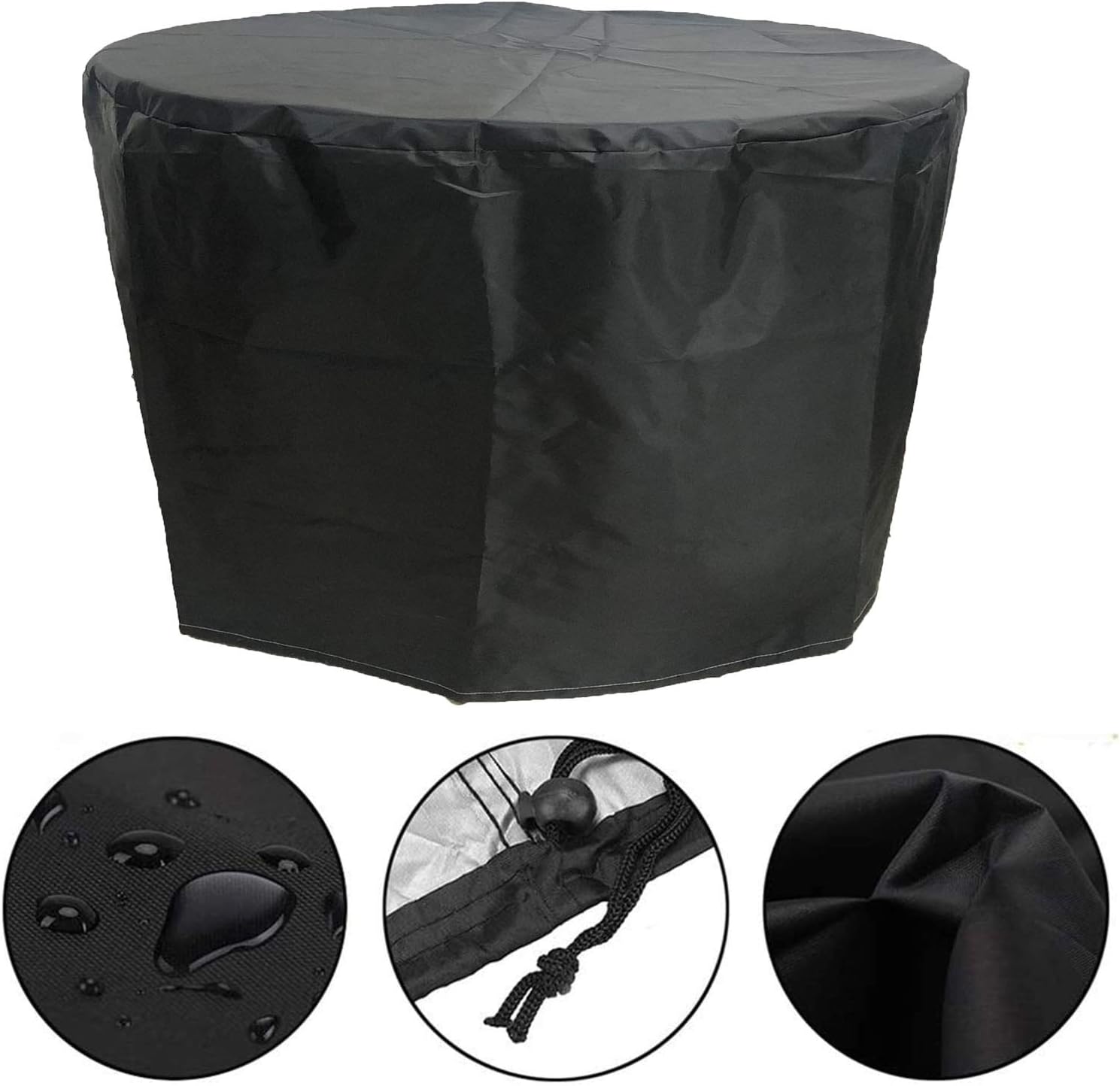 Cubierta Muebles Exterior 33x16in, Fundas para Muebles De Jardãn, Cubierta Redonda Mesa Jardín, Impermeable A Prueba Viento Anti-UV Patio Circular
