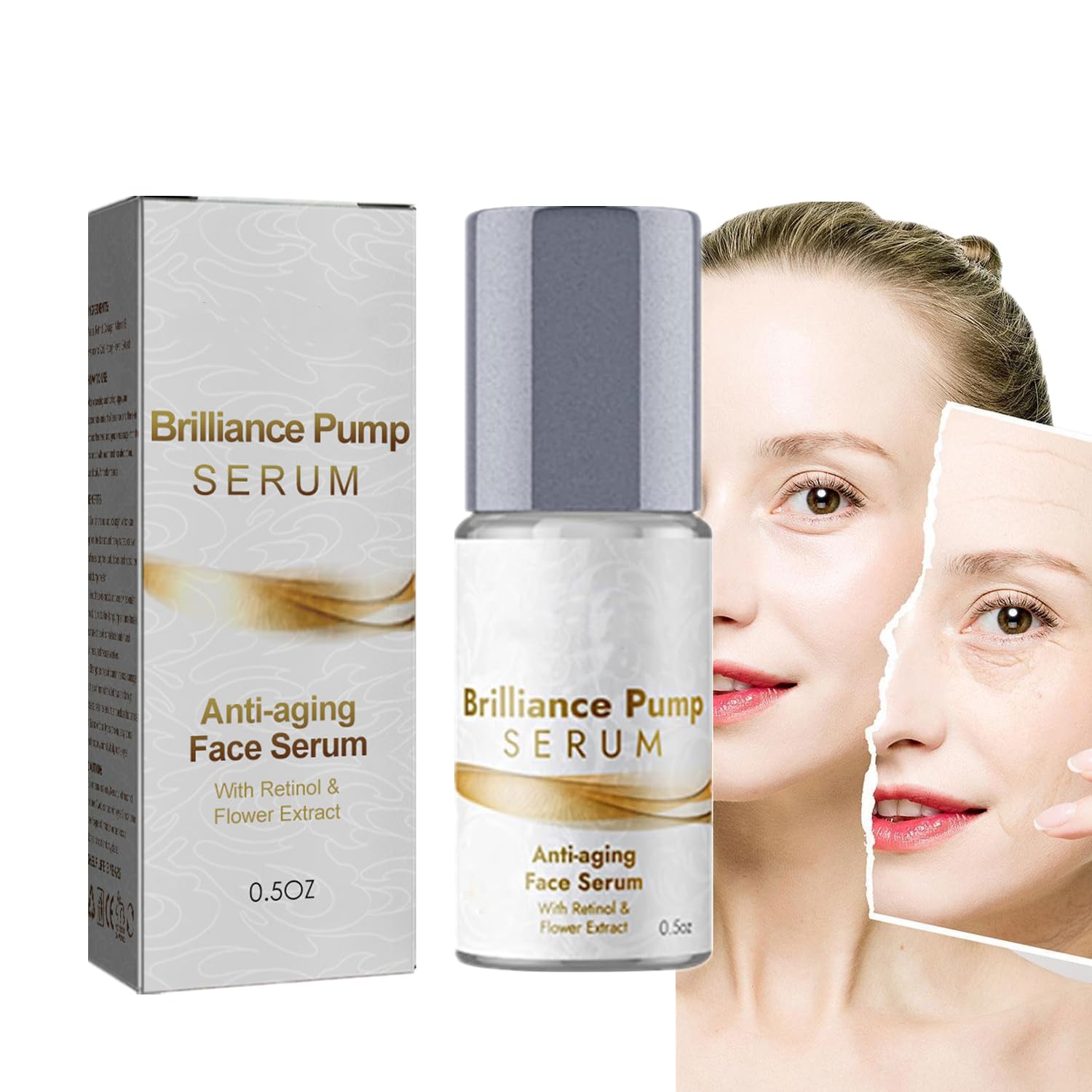VEADONS Brilliance Pump Serum, suero facial antienvejecimiento, reduce las líneas finas y arrugas, aumenta el colágeno, hidrata los poros, adecuado