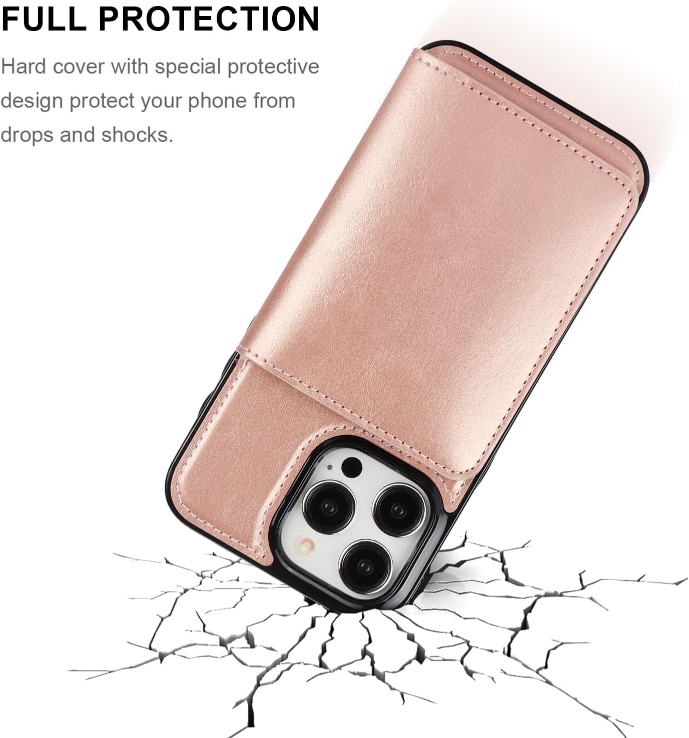 KIHUWEY Funda tipo cartera compatible con iPhone 15 Pro Max, soporte para tarjetas de crédito, de cuero de primera calidad, cierre magnético oculto,