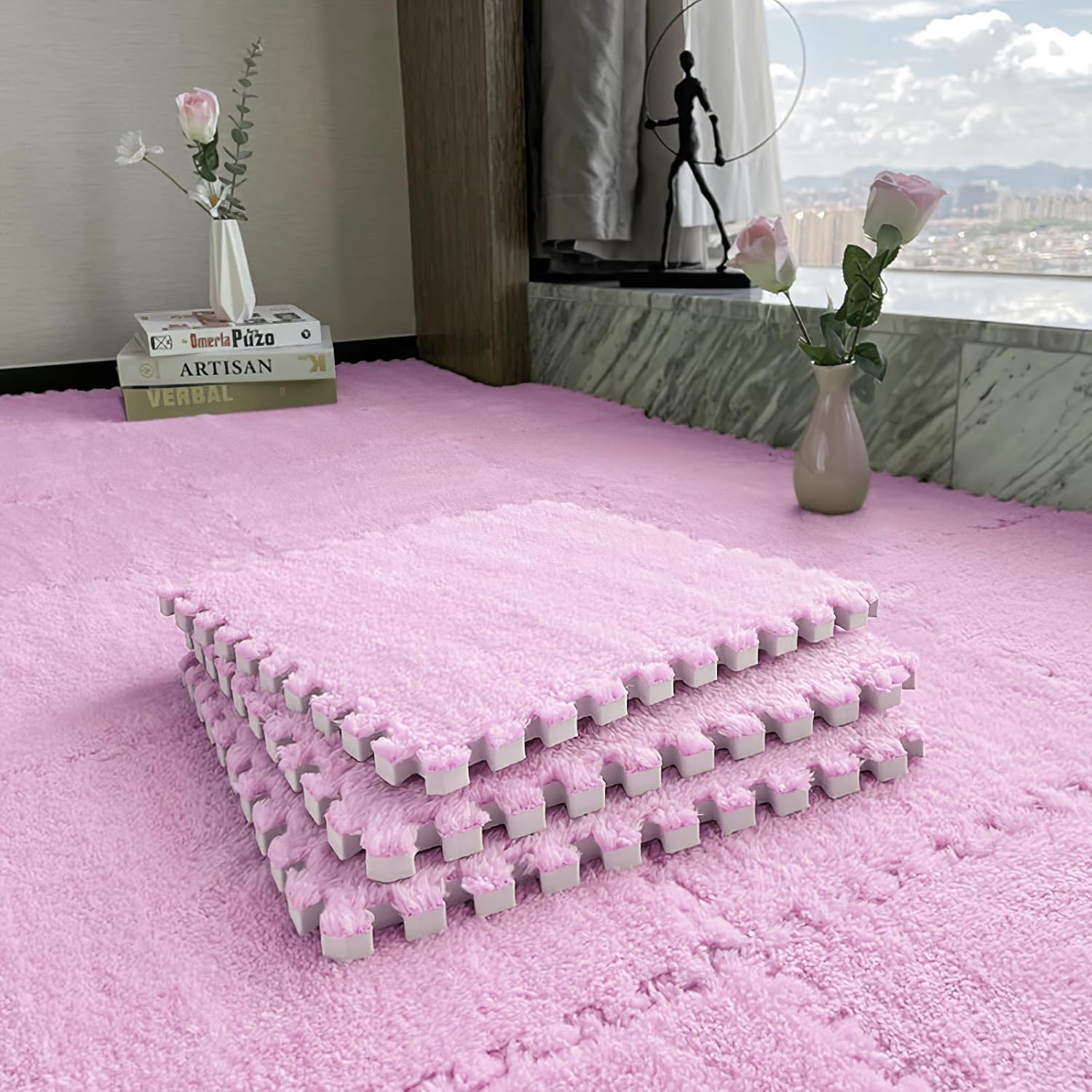 16 alfombrillas modulares de espuma EVA suave entrelazadas de 11.8 pulgadas de grosor de 11.8 pulgadas de grosor, azulejos de alfombra de caravana
