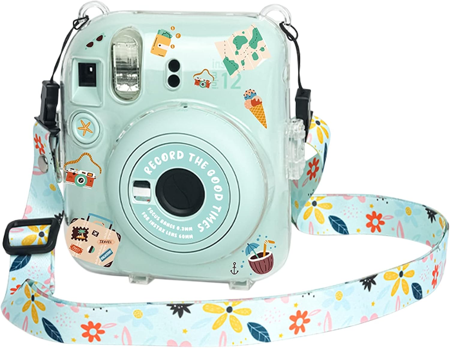 MUZIRI KINOKOO Funda transparente para cámara instantánea Fuji Instax Mini 12Polaroid Mini 12, funda protectora de PVC duro con bolsillo para fotos