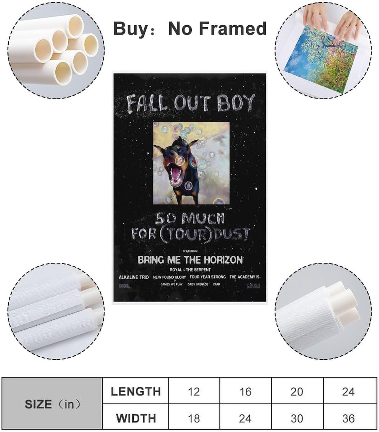 1 póster de lienzo con texto en inglés “Fall Out Boy So Much (for) Stardust”, decoración de dormitorio, paisaje, oficina, regalo de cumpleaños de