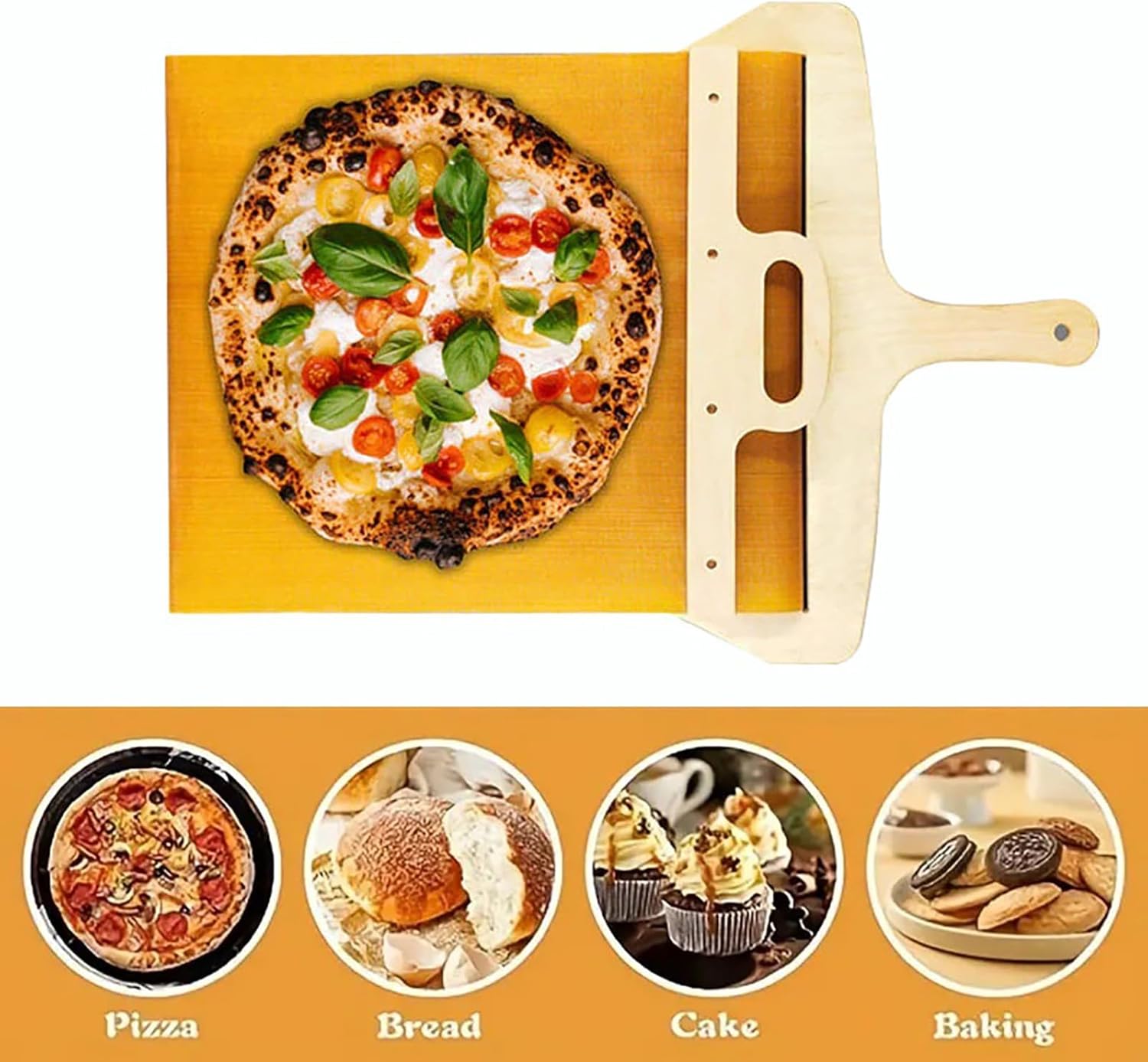 CCIJESW Pela deslizante de pizza, 20.6 x 13.7 pulgadas, herramienta deslizante de pizza con mango para transferir la corteza de pizza, accesorios de