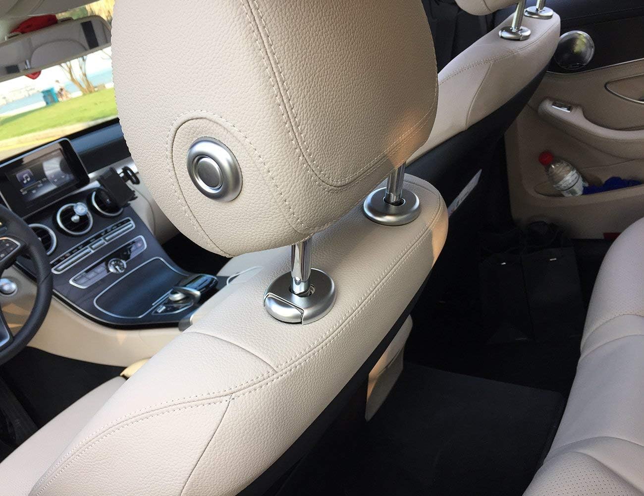 YIWANG Para Mercedes Benz Clase C W205 C180 C200 C260 2015 2016 ABS cromo estilo reposacabezas botón cubierta accesorios (5 piezas)