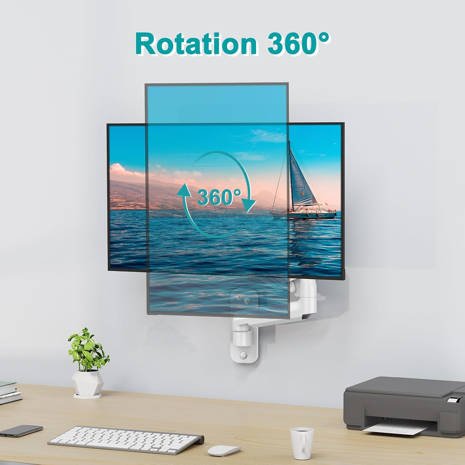 MOUNT PRO Soporte de pared para monitor individual para pantallas de computadora de 13 a 32 pulgadas, brazo de resorte de gas que soporta hasta 17.6