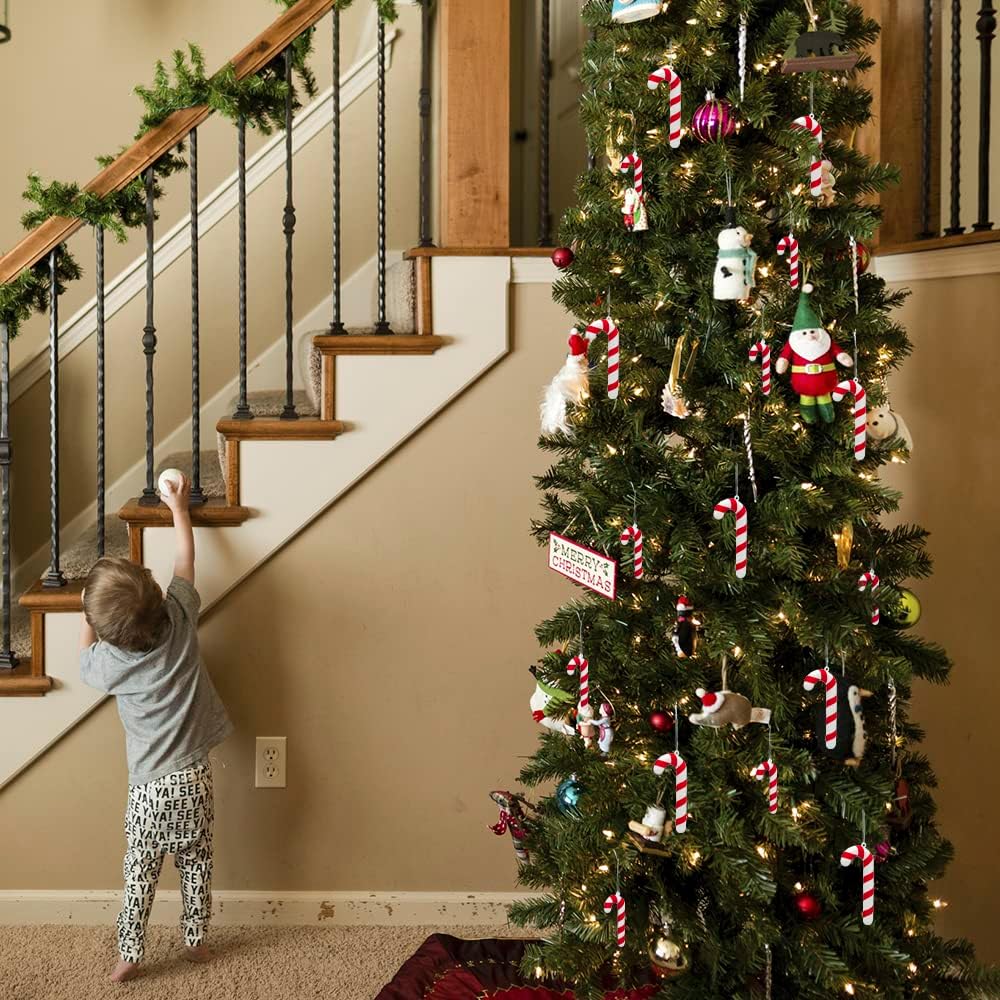 48 piezas de bastón de caramelo para decoración de árbol de Navidad, adornos colgantes de caramelo para árbol de Navidad, bastón de caramelo de