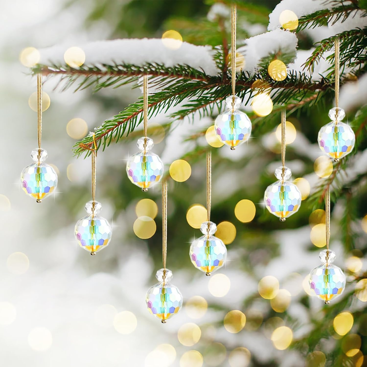 12 esferas navideñas de cristal de 1.18 pulgadas, mini bolas de prisma coloridas, adornos de árbol de Navidad, adorno colgante para boda, fiesta,