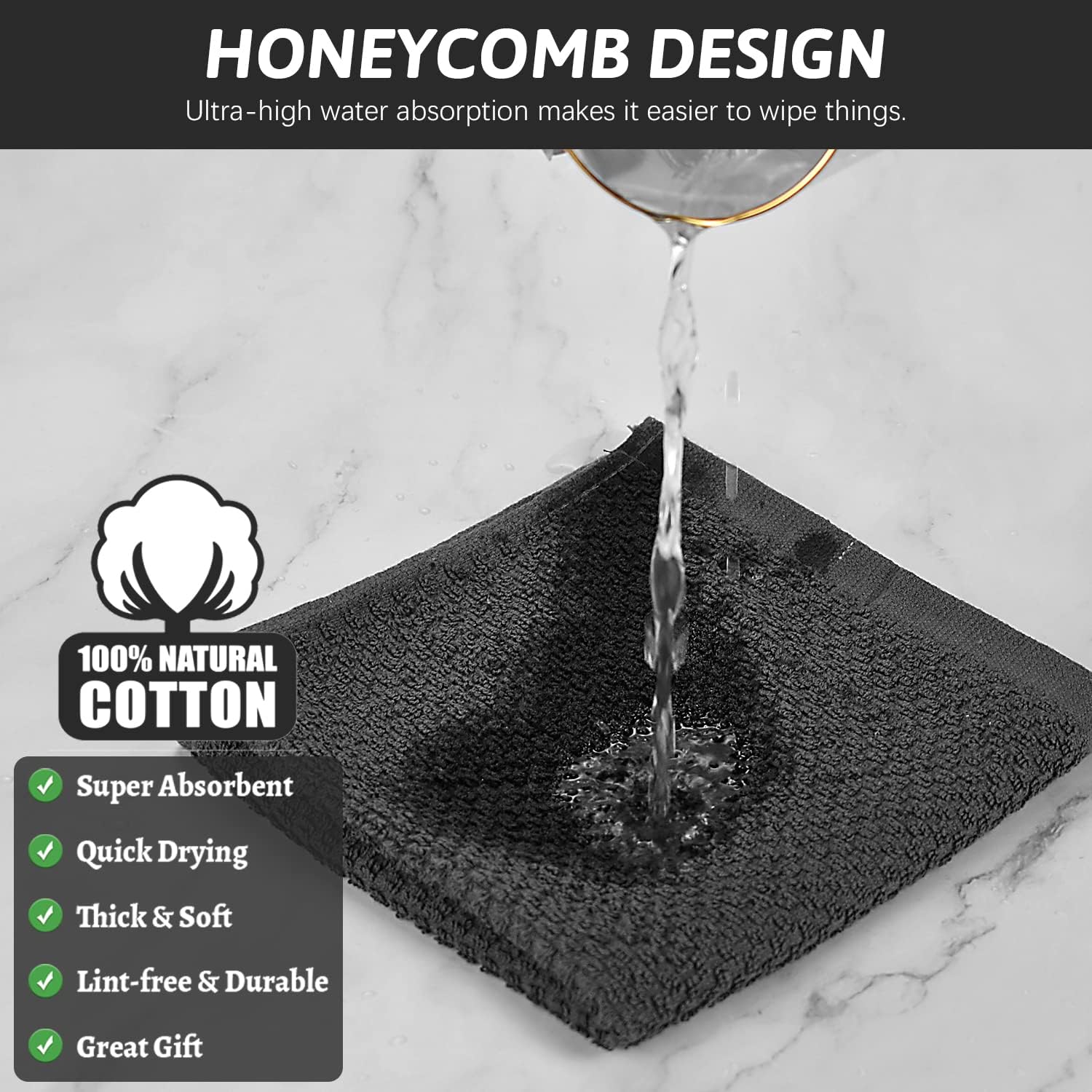 Nialnant Paños de cocina de rizo de algodón, paños de cocina súper suaves para cocina, trapos absorbentes para limpieza, 12 x 12 pulgadas, color