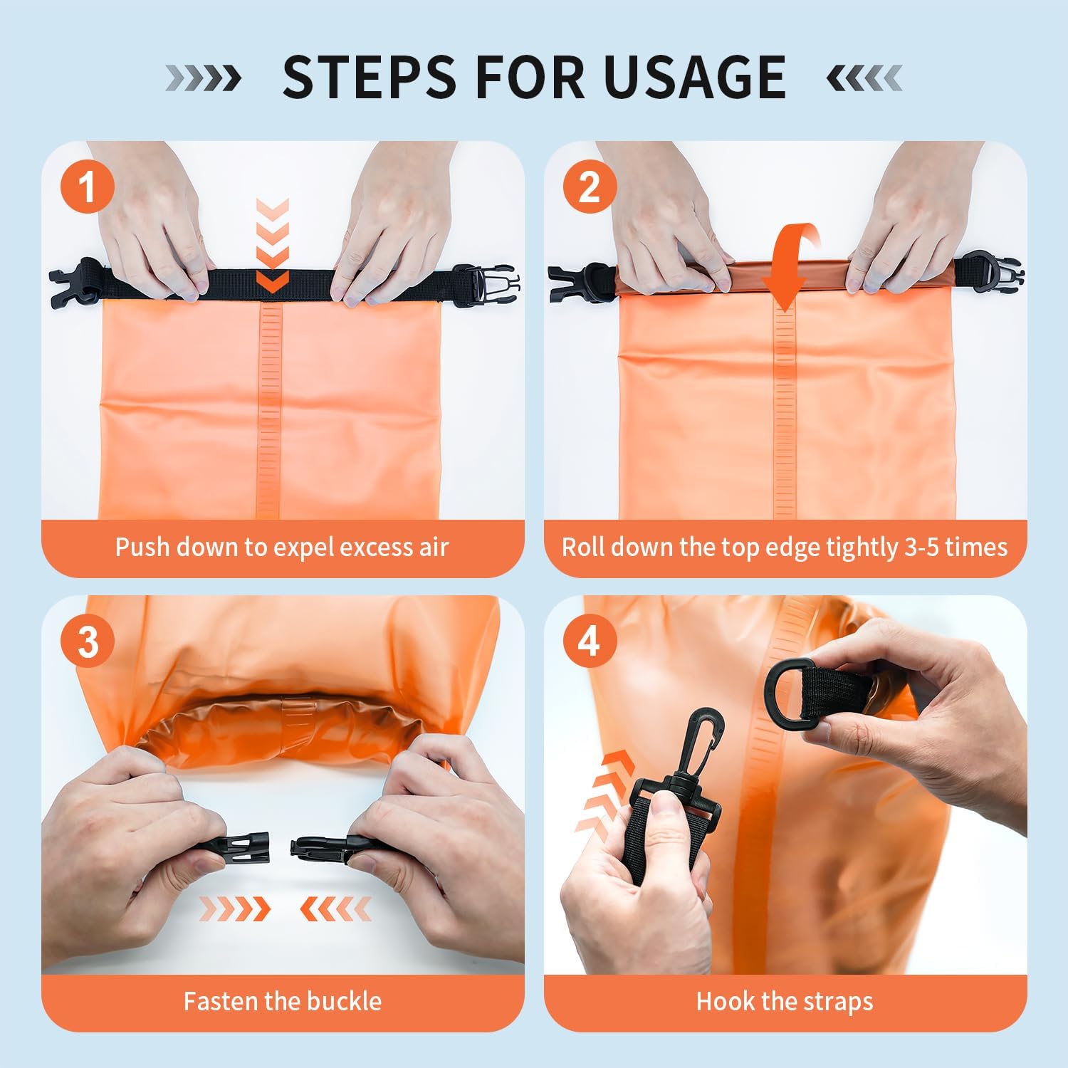 Bolsa seca impermeable para mujeres y hombres, bolsa de almacenamiento ligera y seca de 10 L15 L, saco flotante con funda impermeable para teléfono,