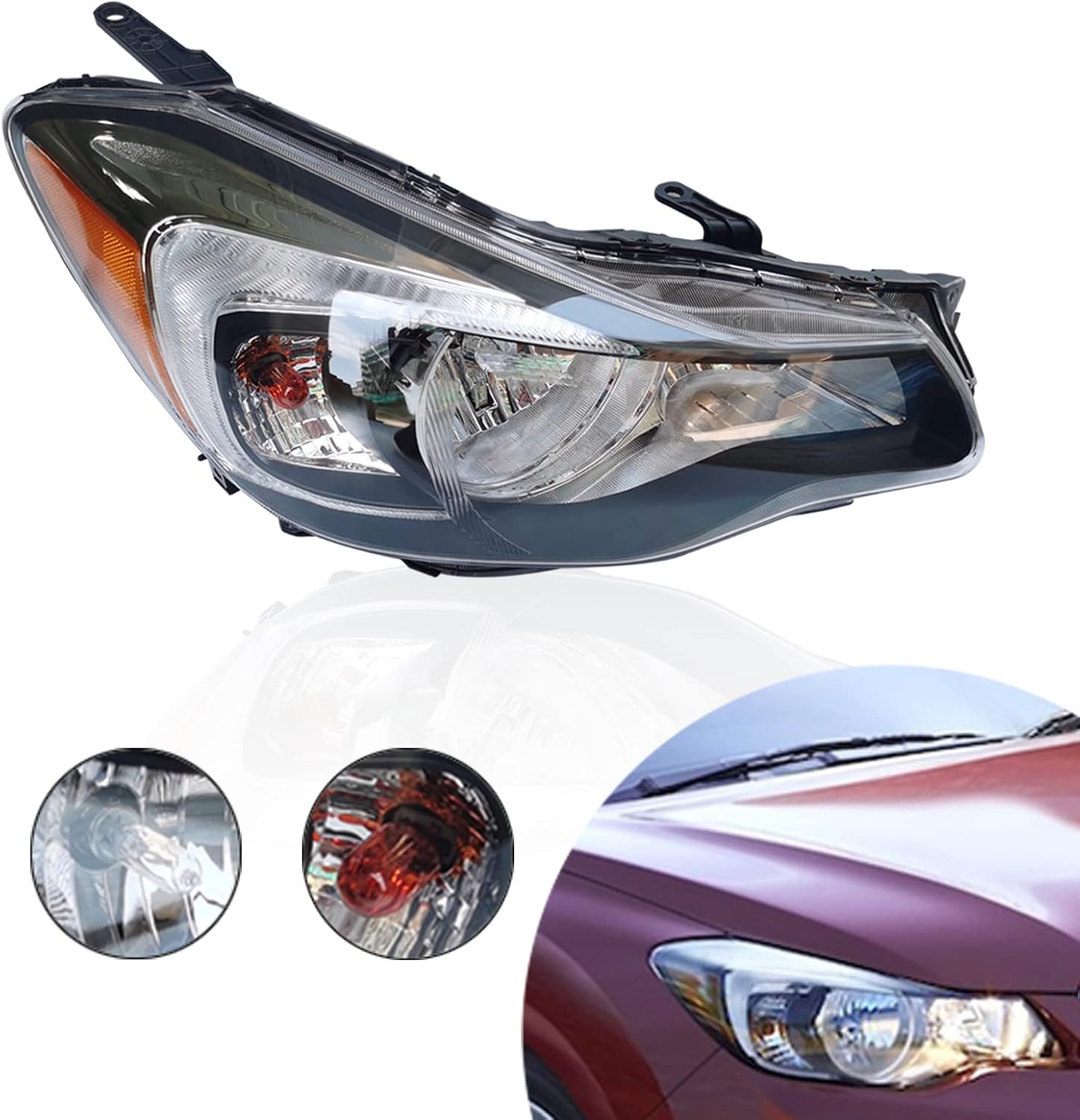 CNCEST Conjunto de faros delanteros halógenos derechos – ajuste directo  carcasa cromada lente transparente – para modelos Subaru Impreza 2015-2016
