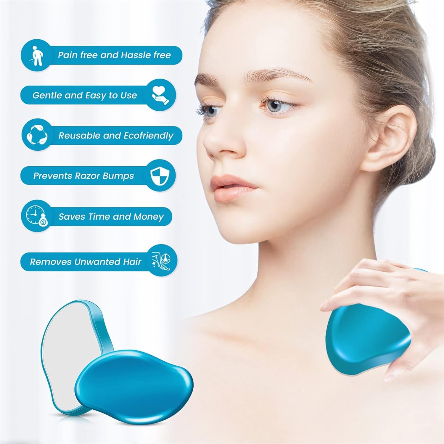 Asokeyer 2 borradores de pelo de cristal para mujeres y hombres, 2023 nuevo borrador mágico de cabello, depiladora suave portátil, herramienta