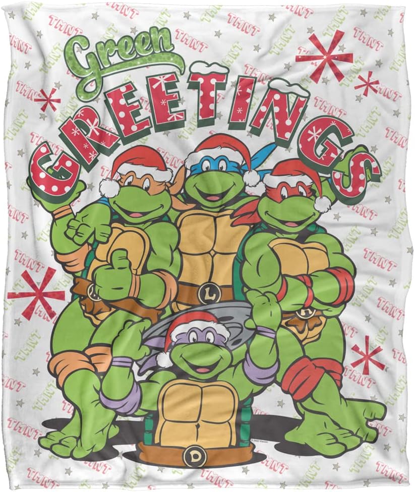 TMNT – Manta de las Tortugas Ninja Teenage Mutant, 50 x 60 pulgadas, color verde, manta sedosa al tacto súper suave